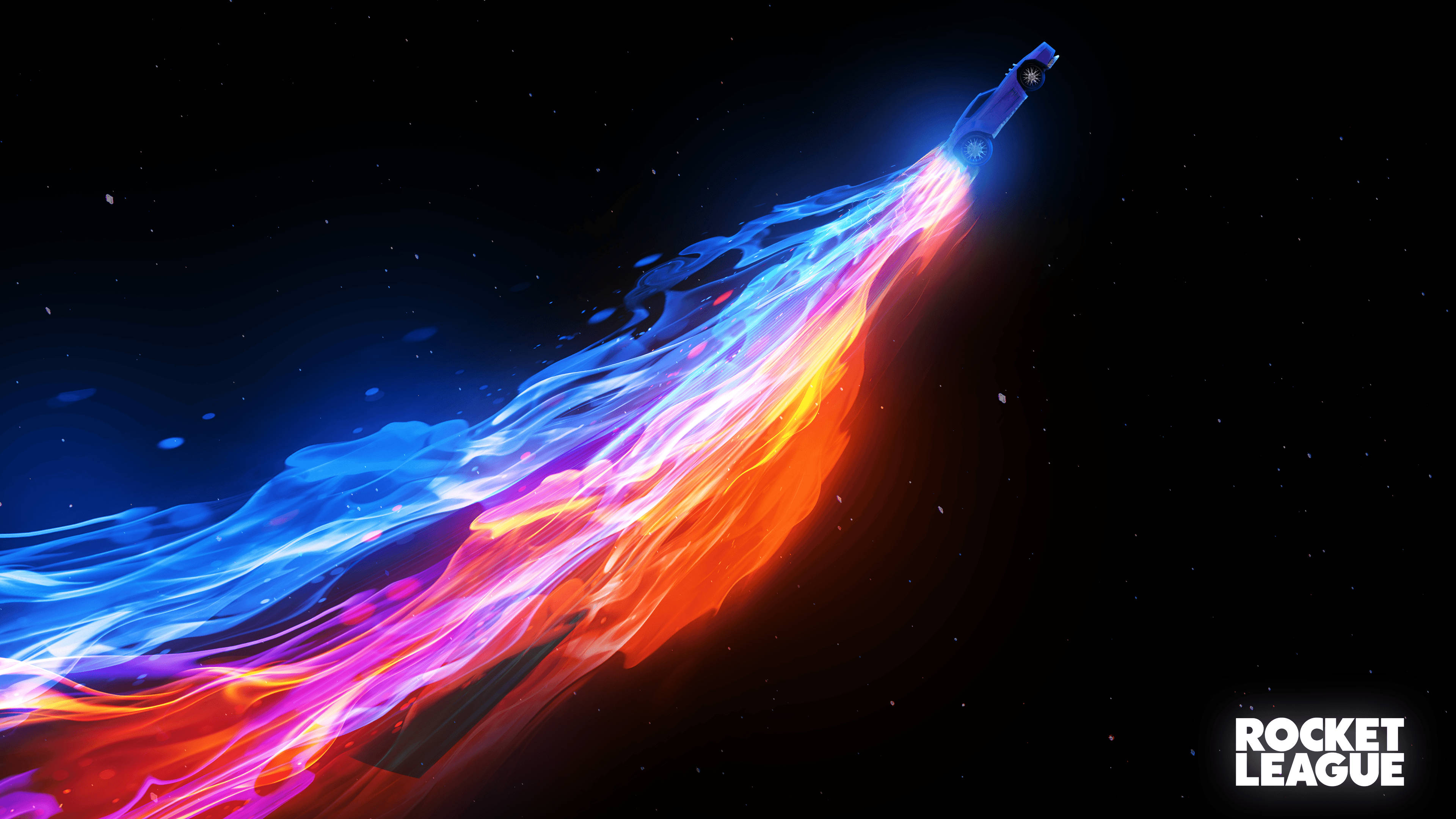 Rocket League, neon car, blue, 4K Desktop Wallpaper