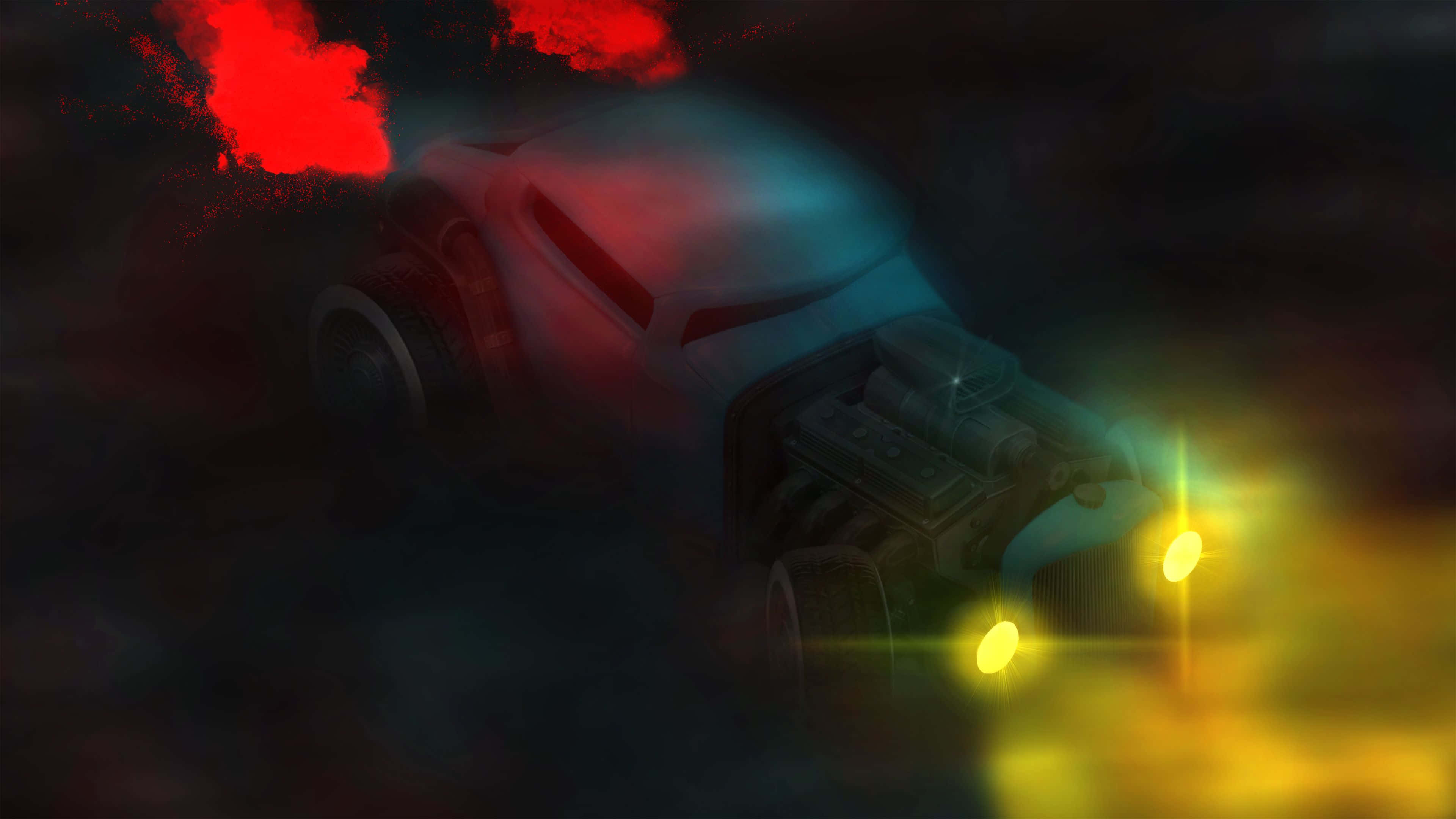 Rocket League, Desktop Computer, red and blue lights, 4K Desktop Wallpaper