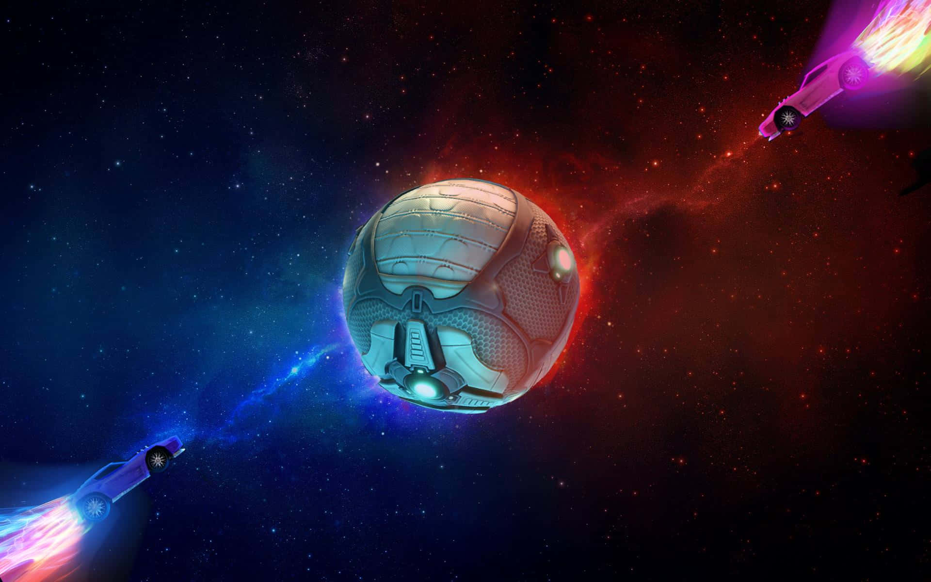 Rocket League Desktop, futuristic cars, starry nebula, Full HD Desktop Wallpaper
