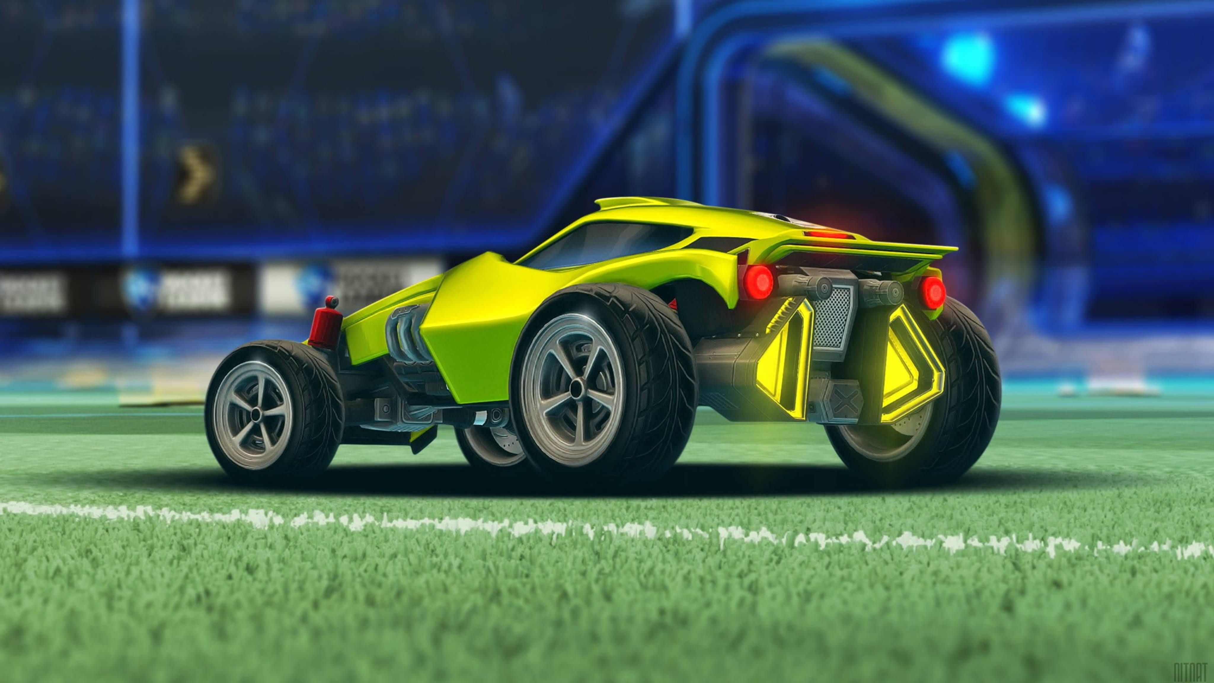 Rocket League HD, lime green car, neon yellow futuristic race car, 4K Desktop Wallpaper