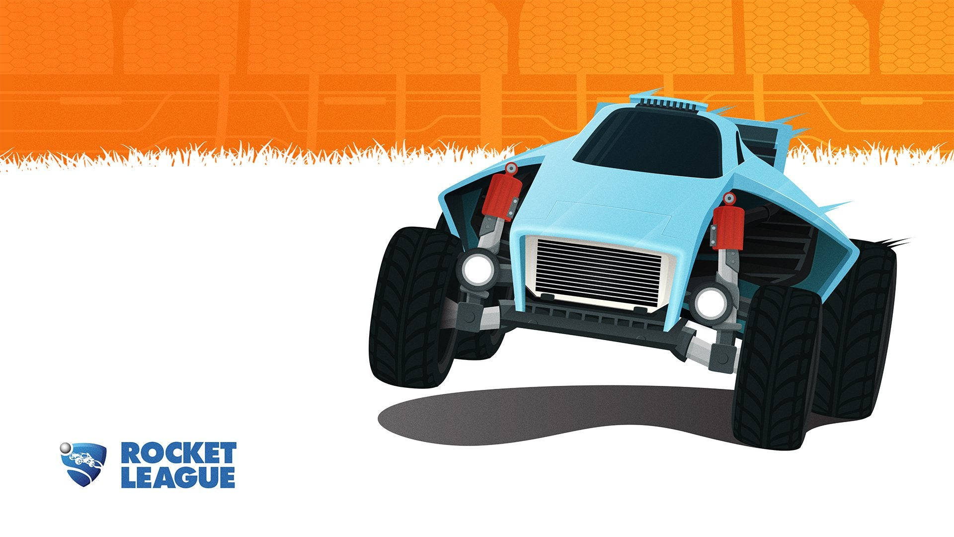 Rocket League, light blue car, red boosters, Full HD Desktop Wallpaper
