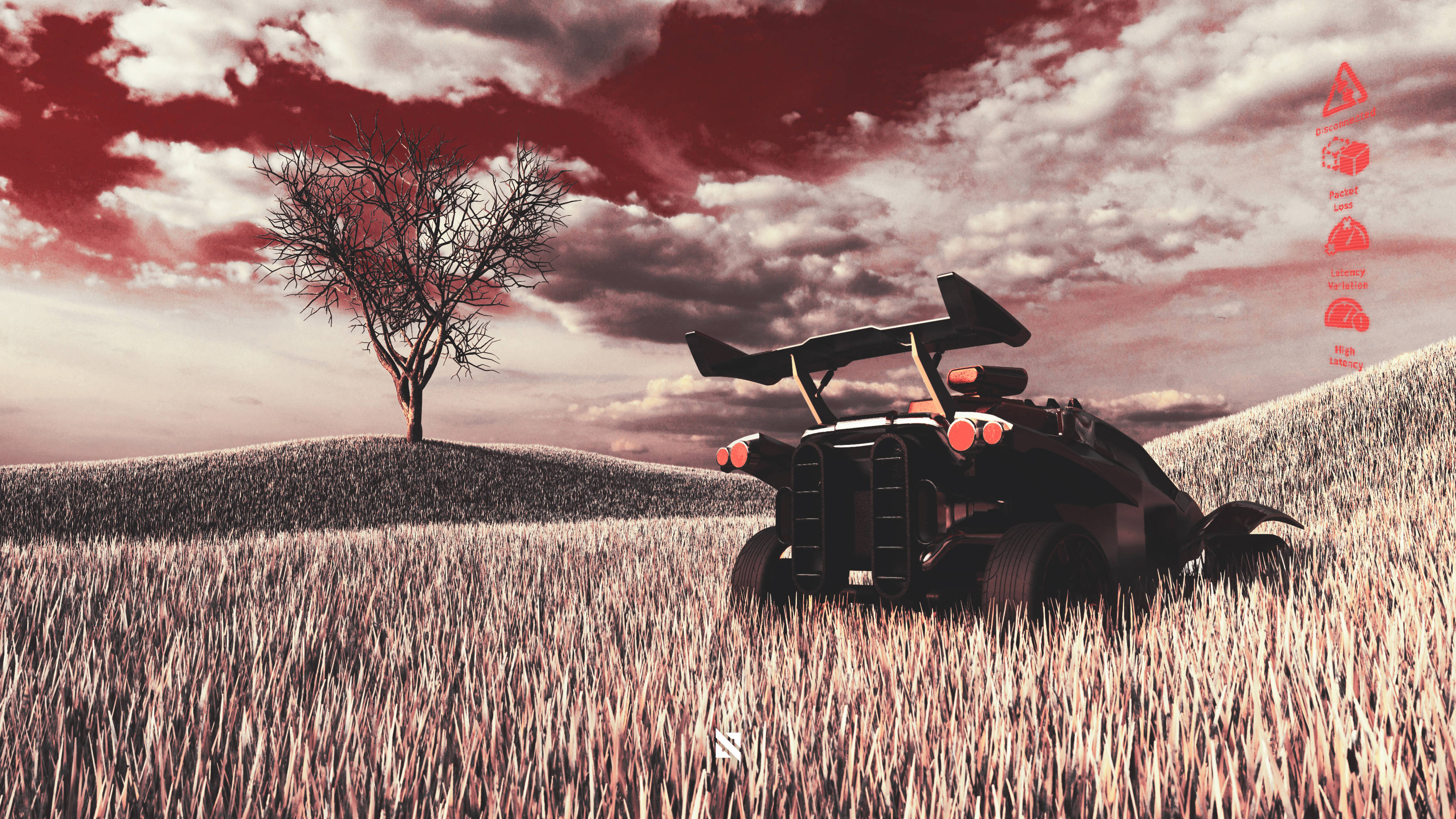 Rocket League, futuristic black armored vehicle, field of tall grass, 2K Desktop Wallpaper