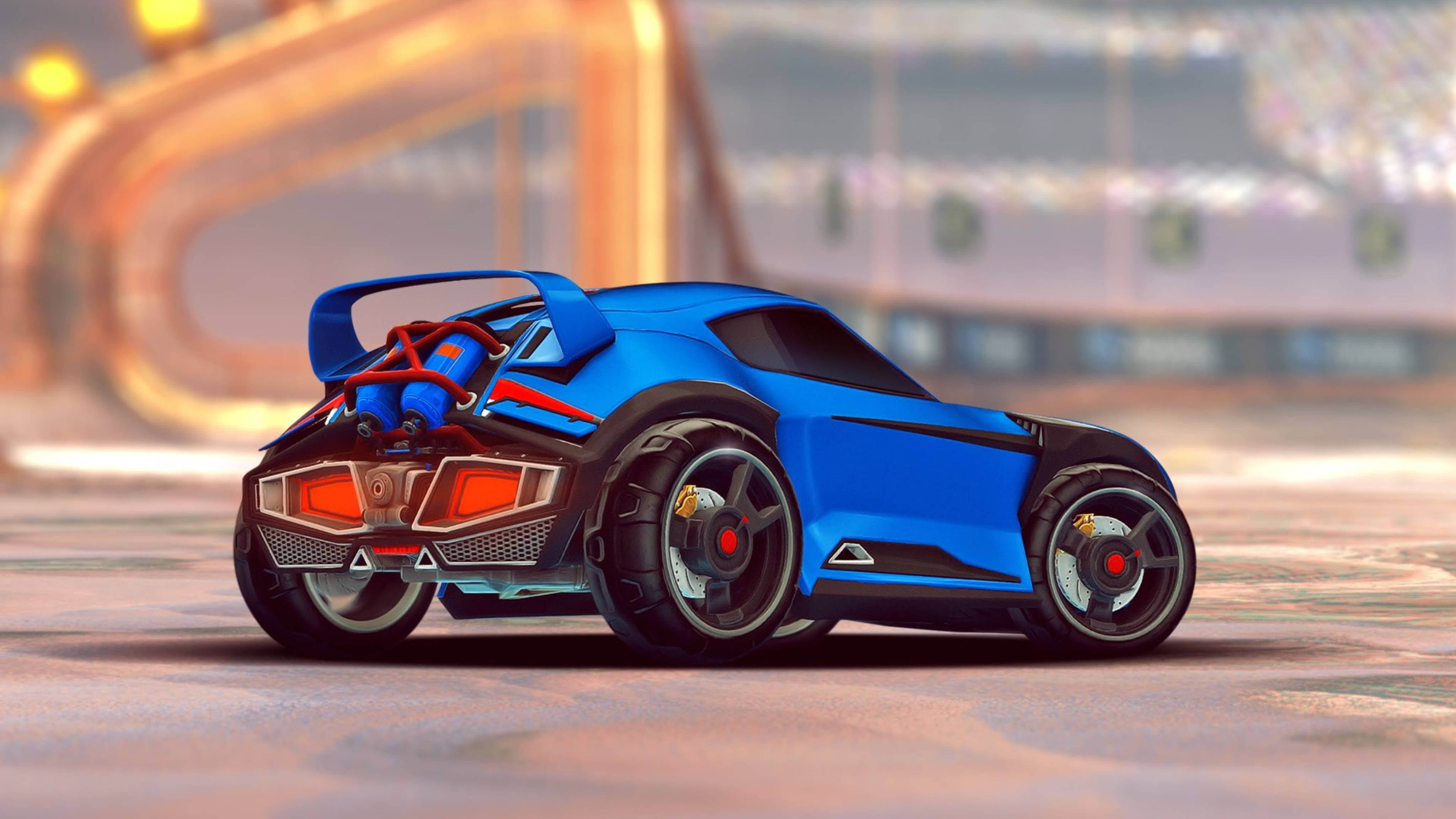 Rocket League, HD blue car, red accents, 4K Desktop Wallpaper