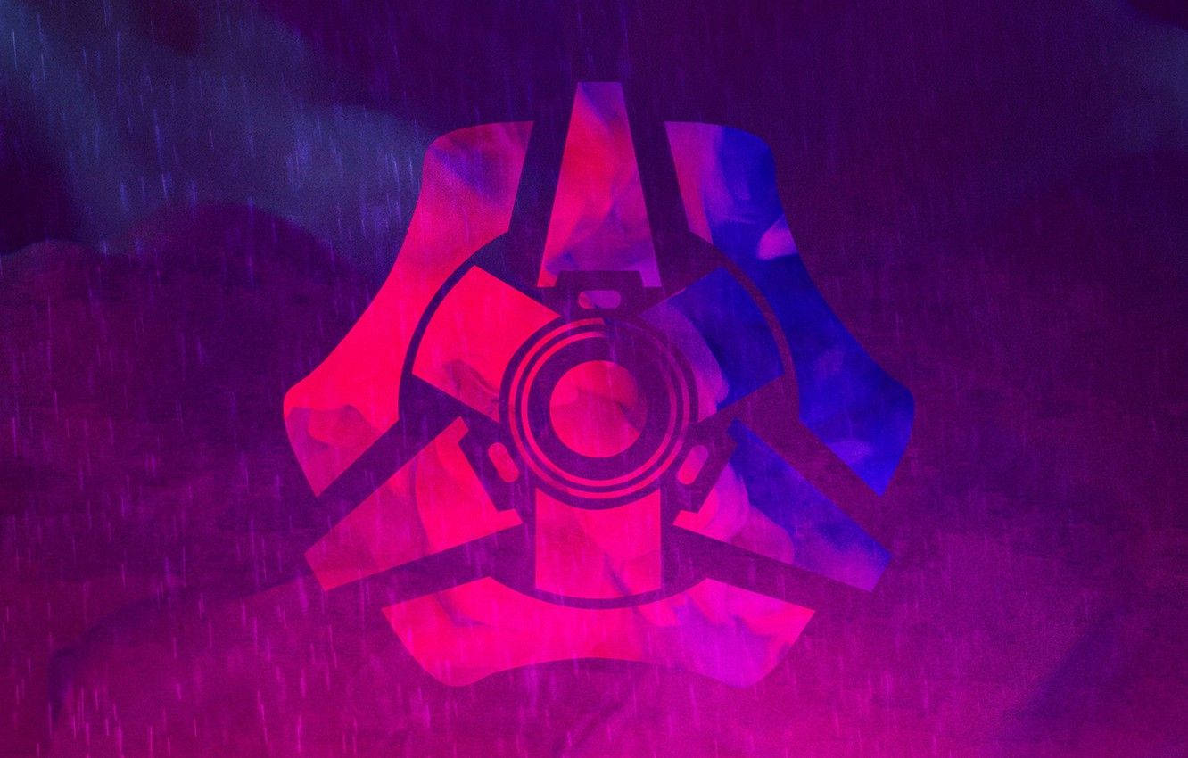Rocket League, glowing red and blue geometric symbol, dark purple rainy backdrop, HD Desktop Wallpaper