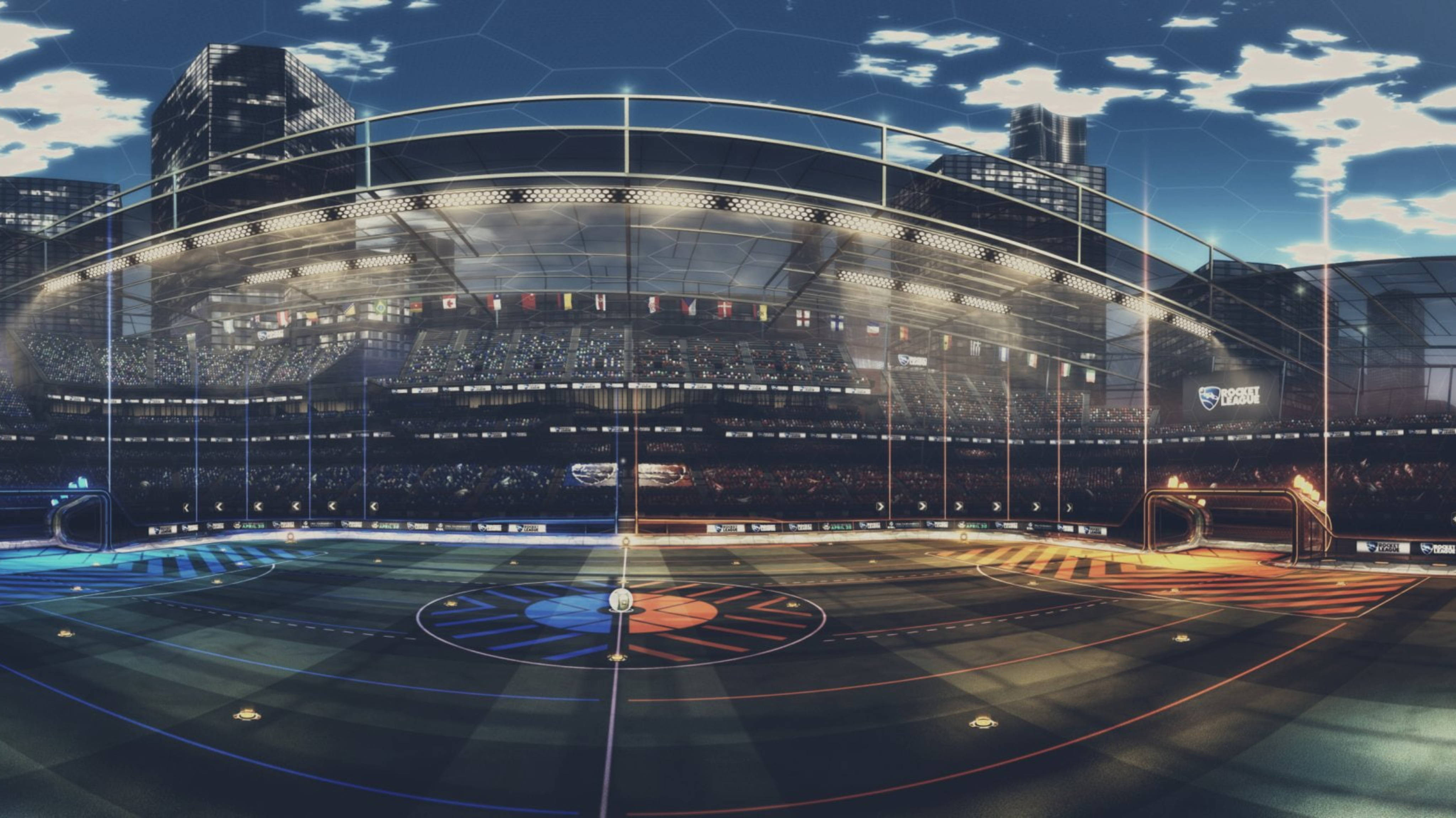 Rocket League, HD Stadium, dusk, 4K Desktop Wallpaper