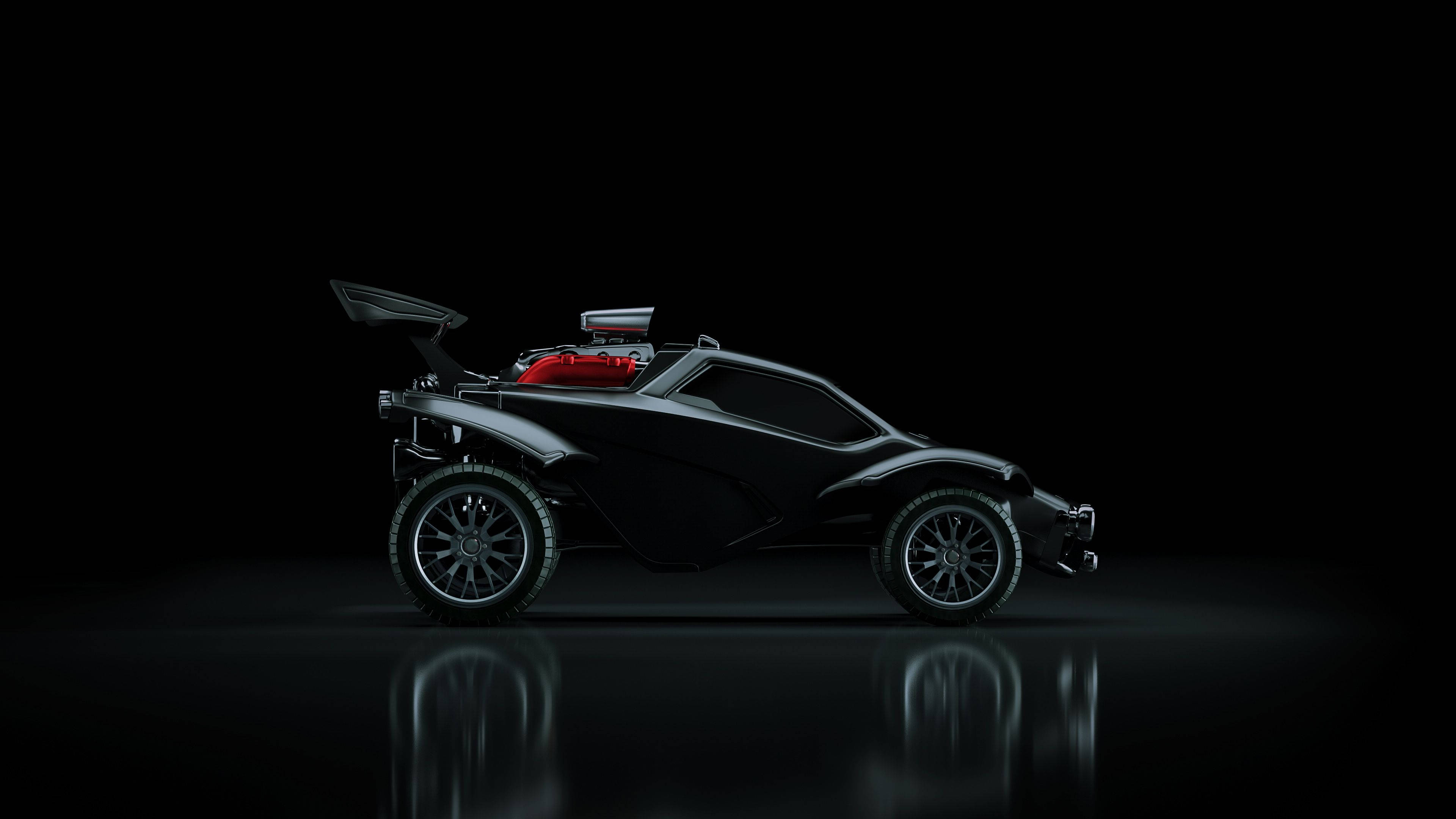 Rocket League, black, futuristic off-road vehicle, 4K Desktop Wallpaper