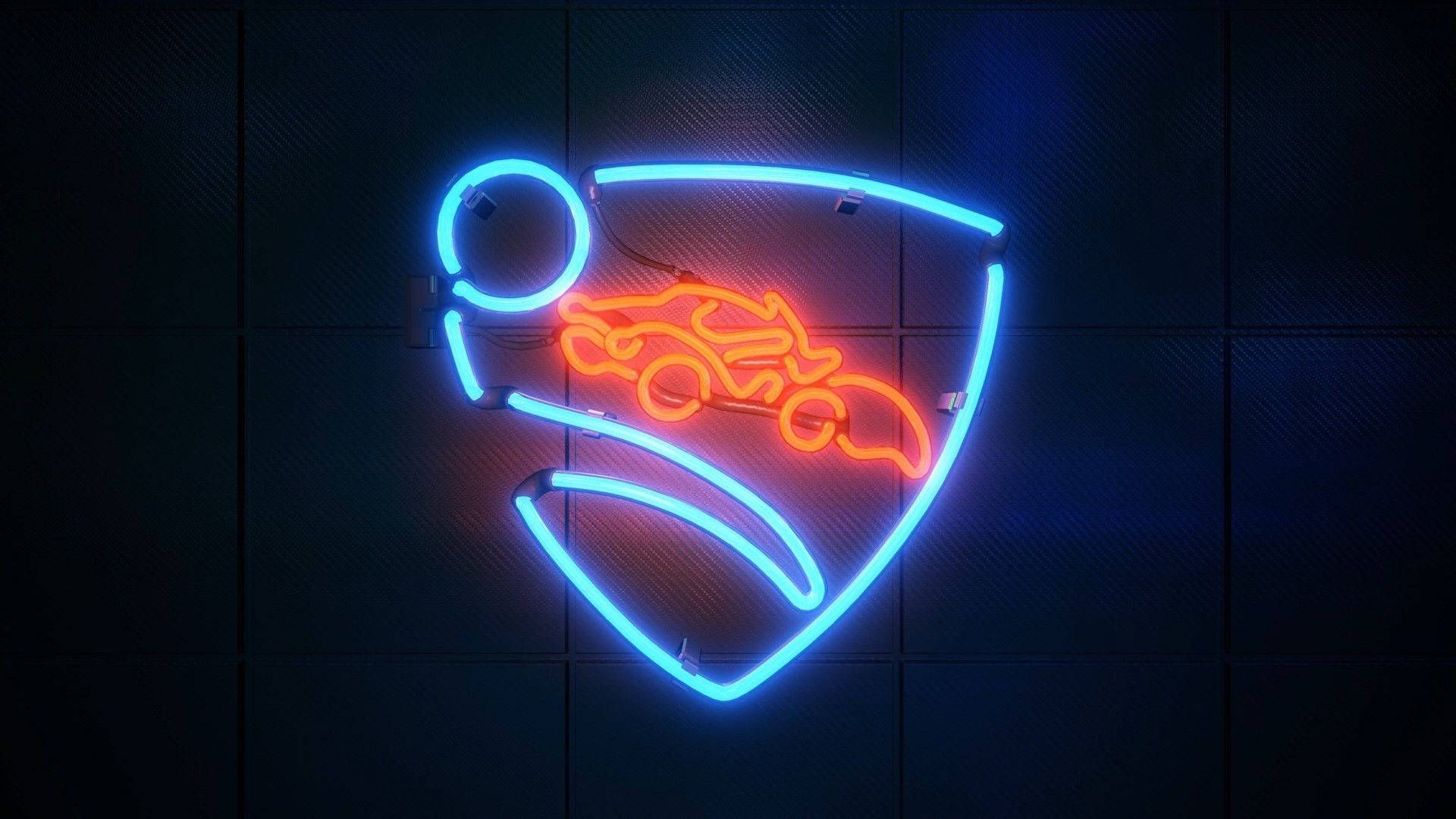 Rocket League, neon logo, red motorcycle, Full HD Desktop Wallpaper