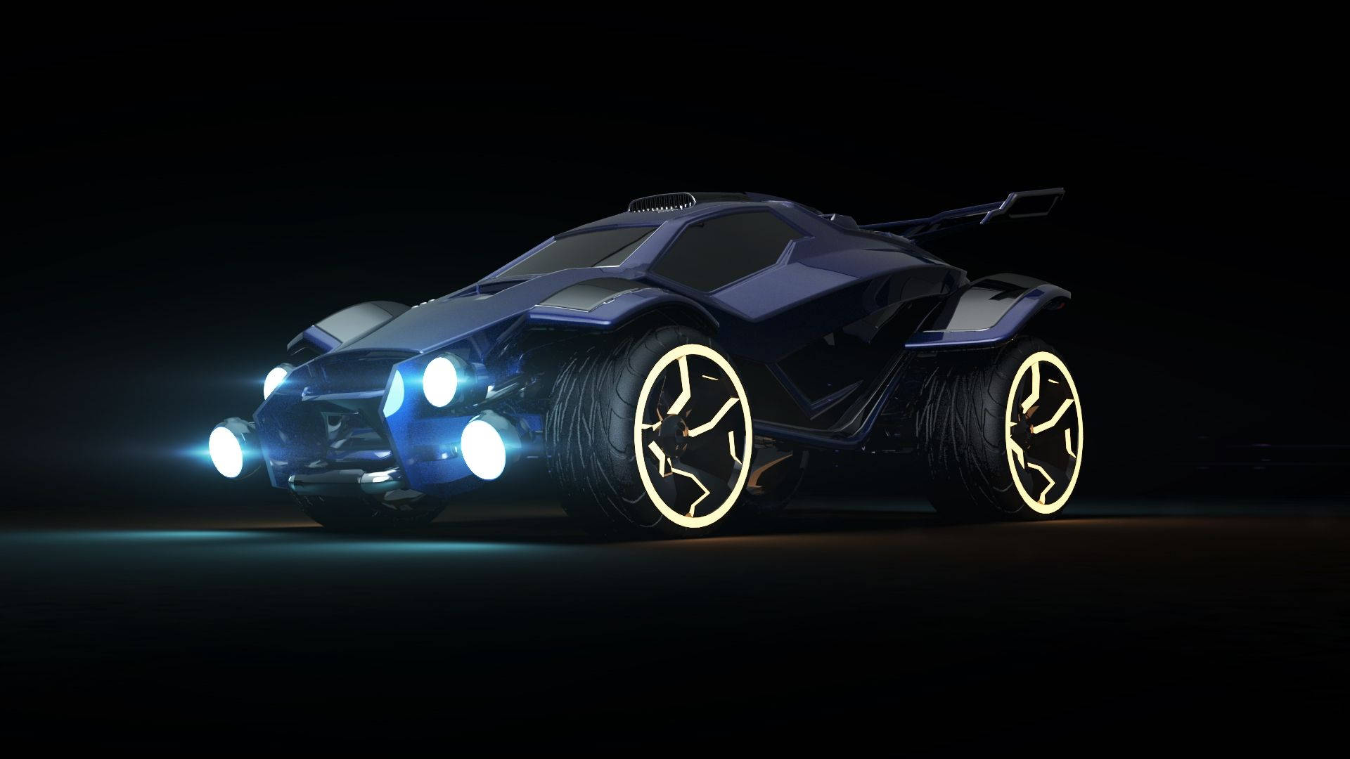Rocket League, futuristic blue sports car, glowing headlights, Full HD Desktop Wallpaper