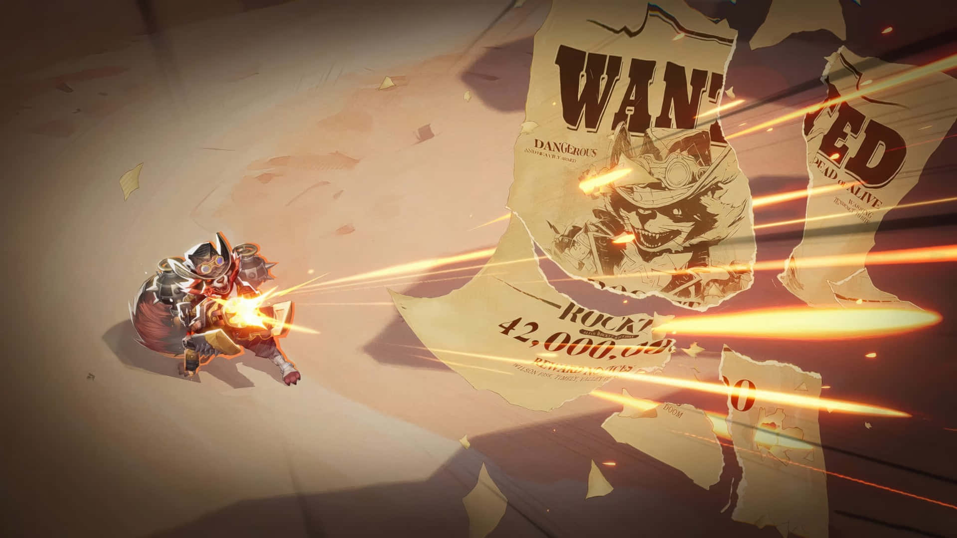 Rocket Raccoon, glowing orange energy blasts, torn wanted poster, Full HD Desktop Wallpaper