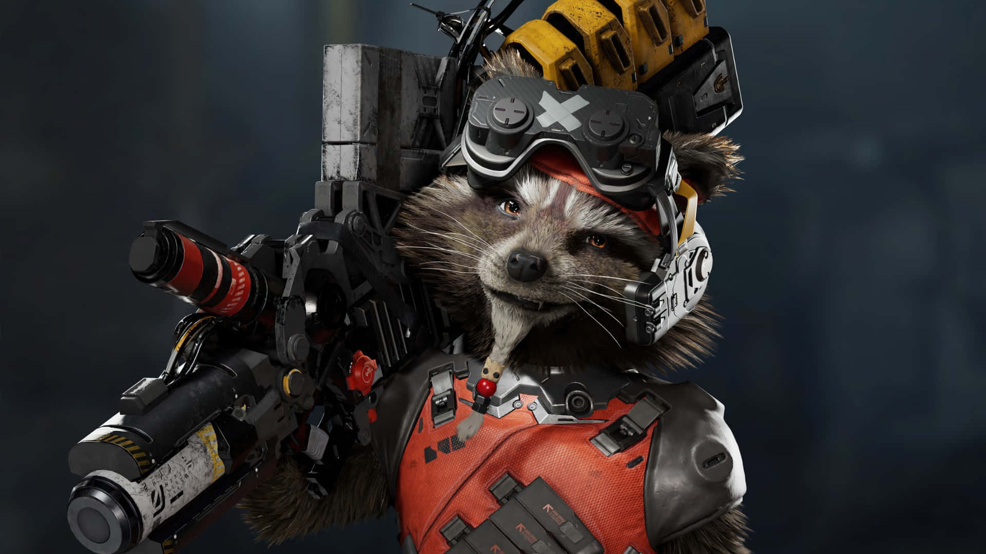 Rocket Raccoon, futuristic armor, goggles, Full HD Desktop Wallpaper