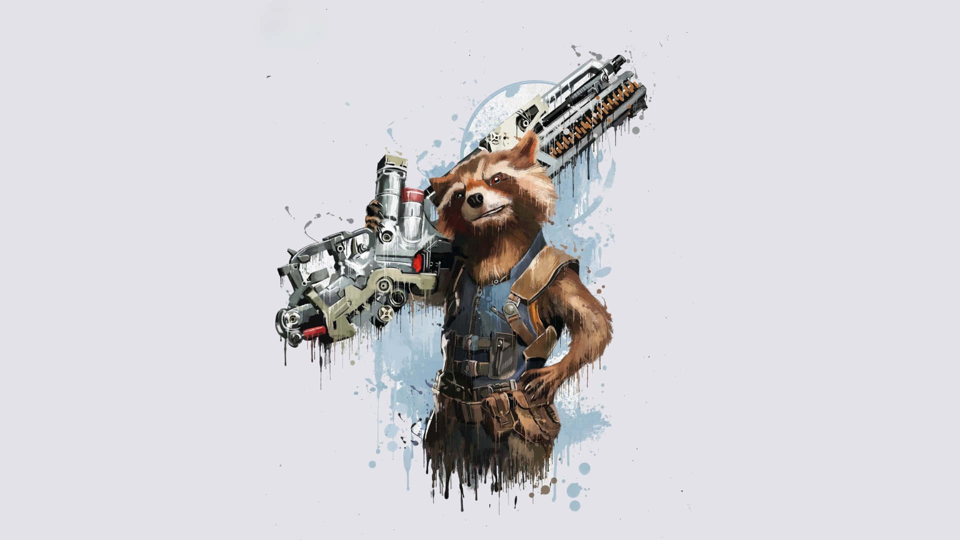 Rocket Raccoon, heavy weapon, futuristic gun, Full HD Desktop Wallpaper