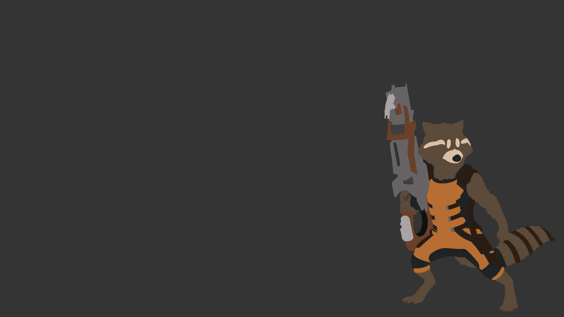 Rocket Raccoon, orange suit, large futuristic gun, Full HD Desktop Wallpaper