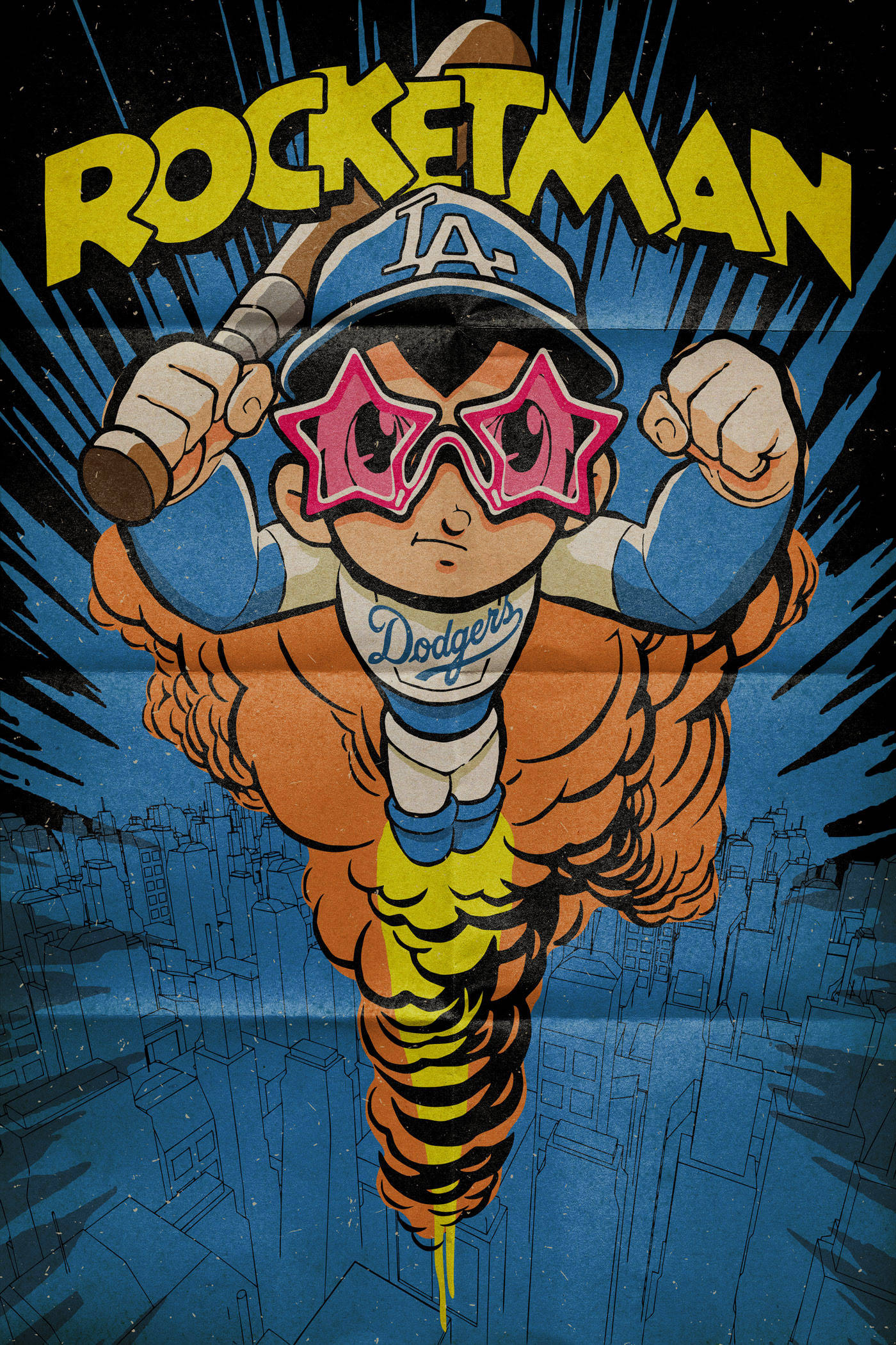 Rocketman, pink star glasses, rocket tail, Full HD Phone Wallpaper