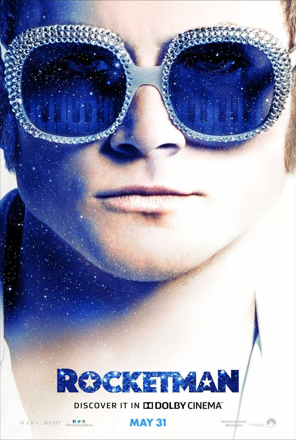 Rocketman, blue fashionable eyeglasses, glittering blue sunglasses, HD Phone Wallpaper