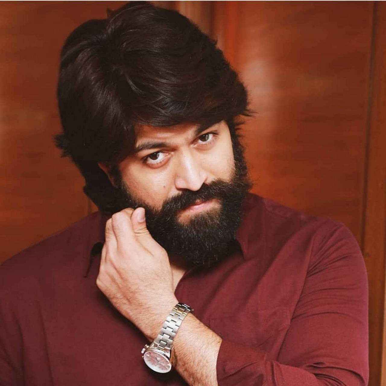 Rocking Star Yash, maroon shirt, silver watch, HD Desktop Wallpaper