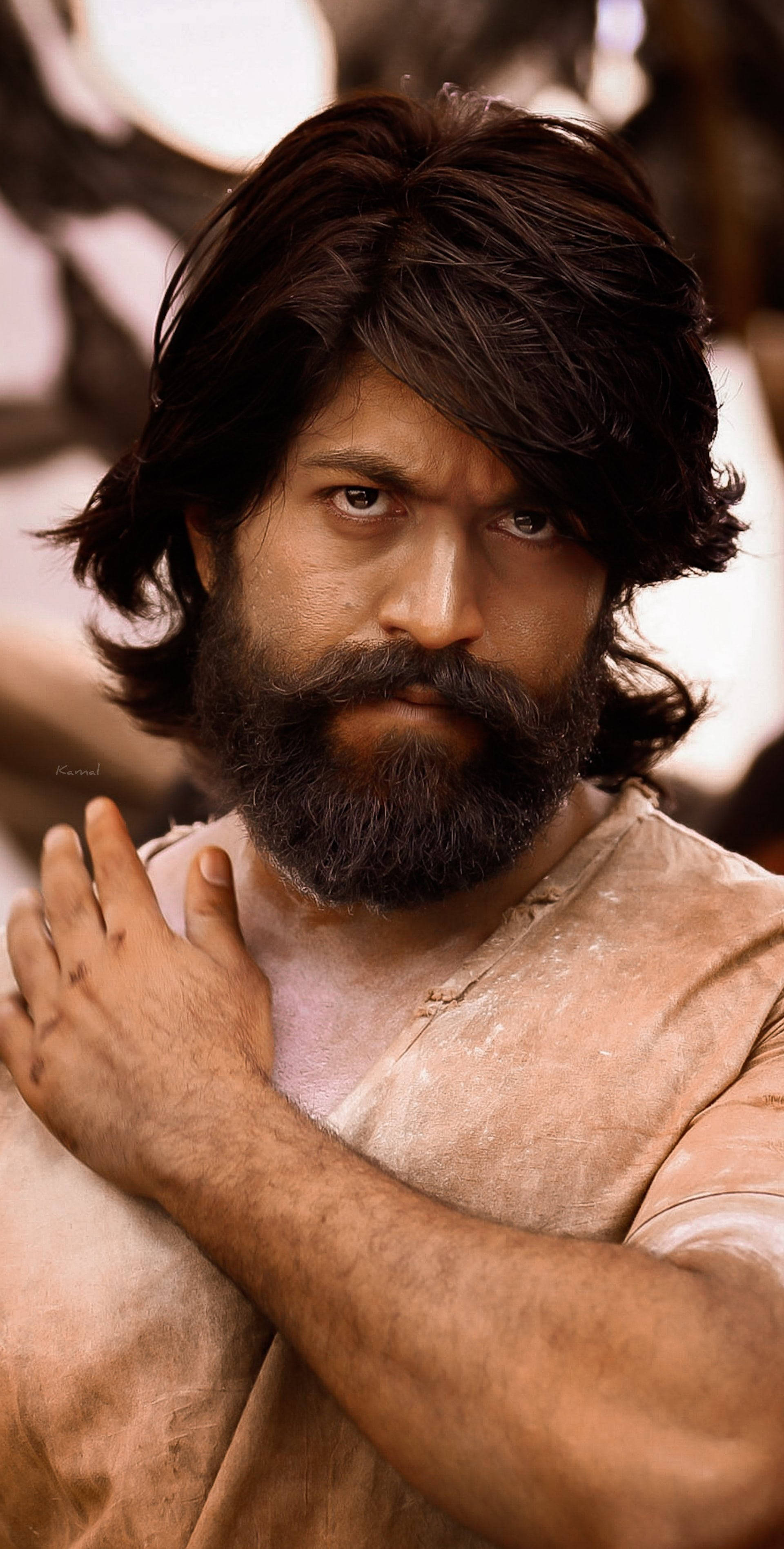 Rocking Star Yash, 4K, rugged bearded man, 2K Phone Wallpaper