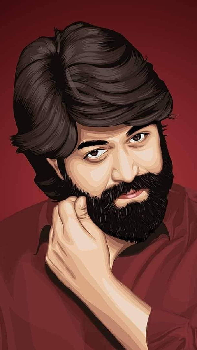 Rocking Star Yash, red shirt, deep red background, HD Phone Wallpaper