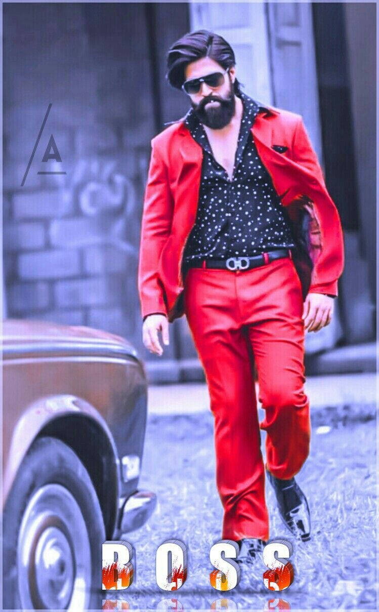 Rocking Star Yash, bold red suit, sunglasses, SD Phone Wallpaper