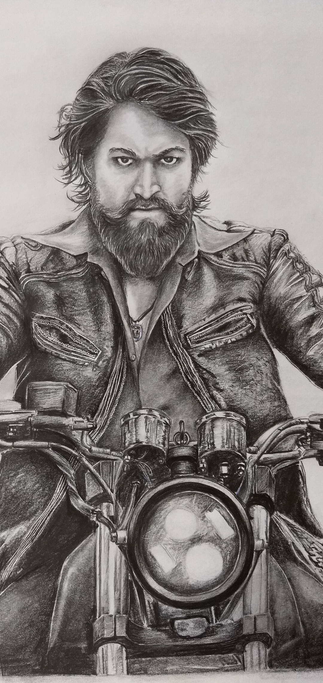 Rocking Star Yash, leather jacket, vintage motorcycle, Full HD Phone Wallpaper