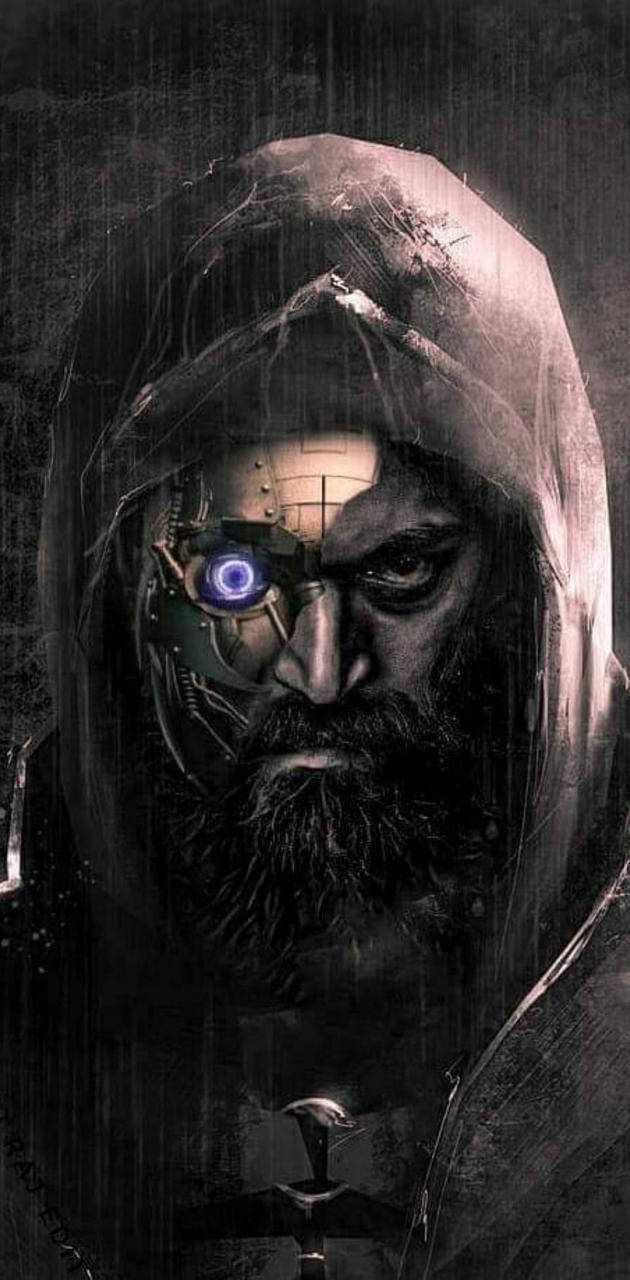 Rocking Star Yash, half robot, glowing blue eye, HD Phone Wallpaper
