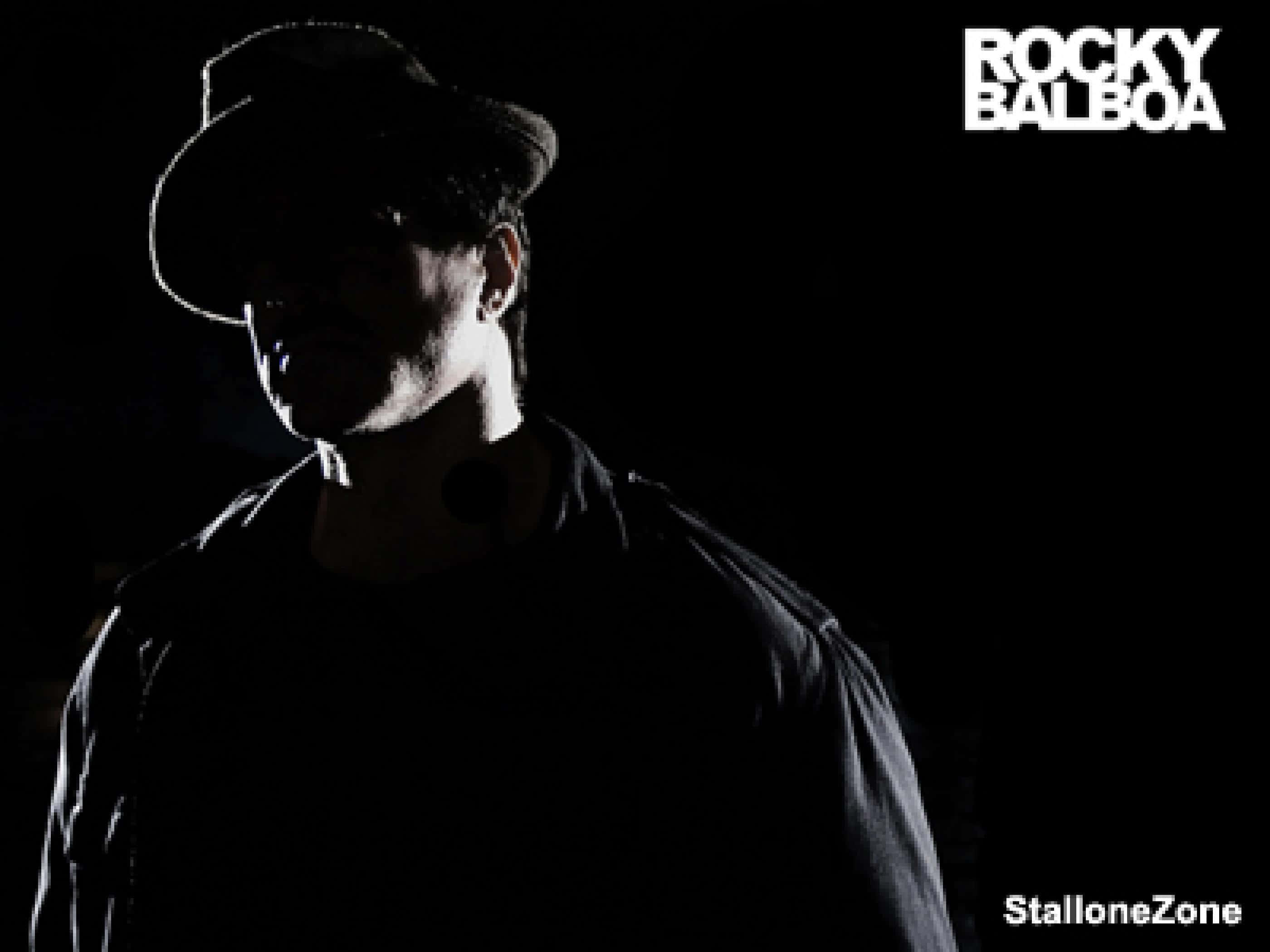 Rocky Balboa, fedora, black background, 2K Desktop Wallpaper