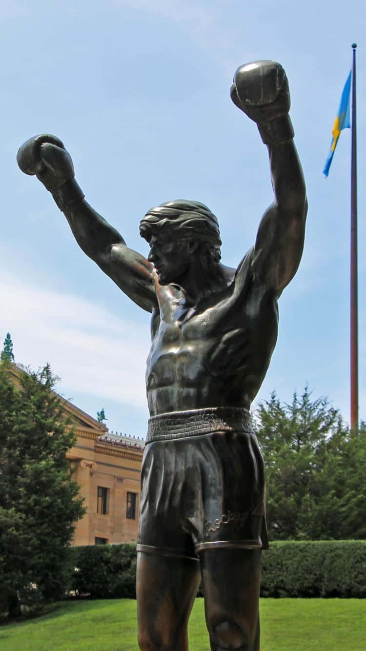Rocky Balboa, bronze statue, triumphant boxer, HD Phone Wallpaper