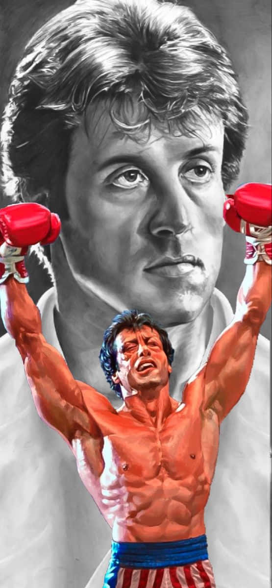 Rocky Balboa, gloved fists, determined face, SD Phone Wallpaper