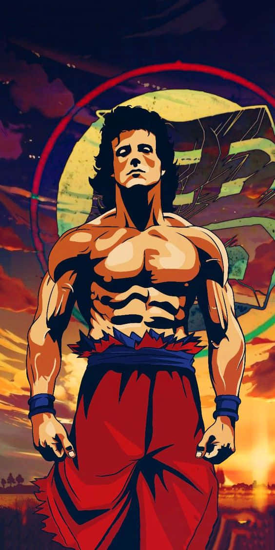 Rocky Balboa, red pants, fiery sunset, SD Phone Wallpaper