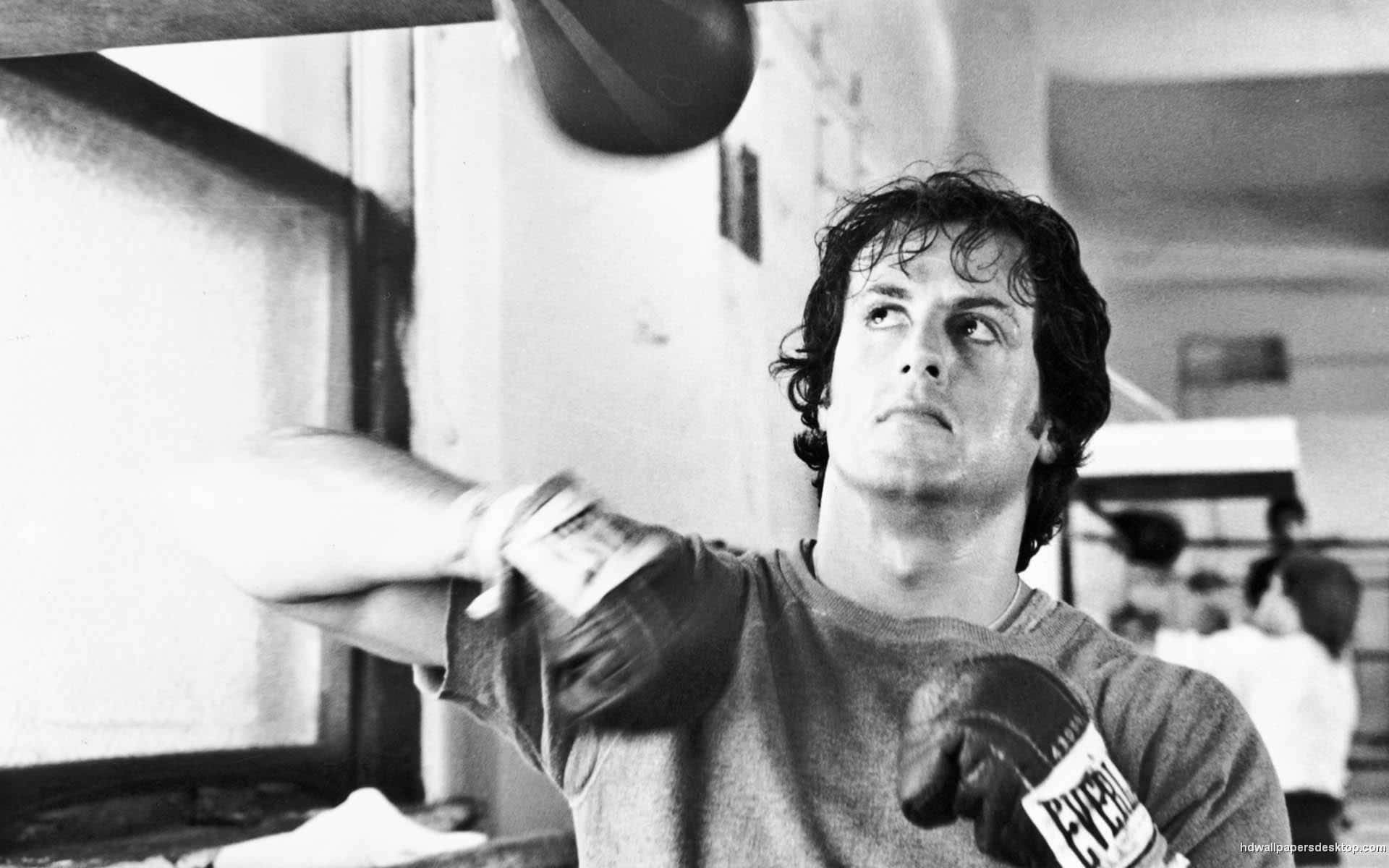 Rocky Balboa, punching bag, gloves, Full HD Desktop Wallpaper