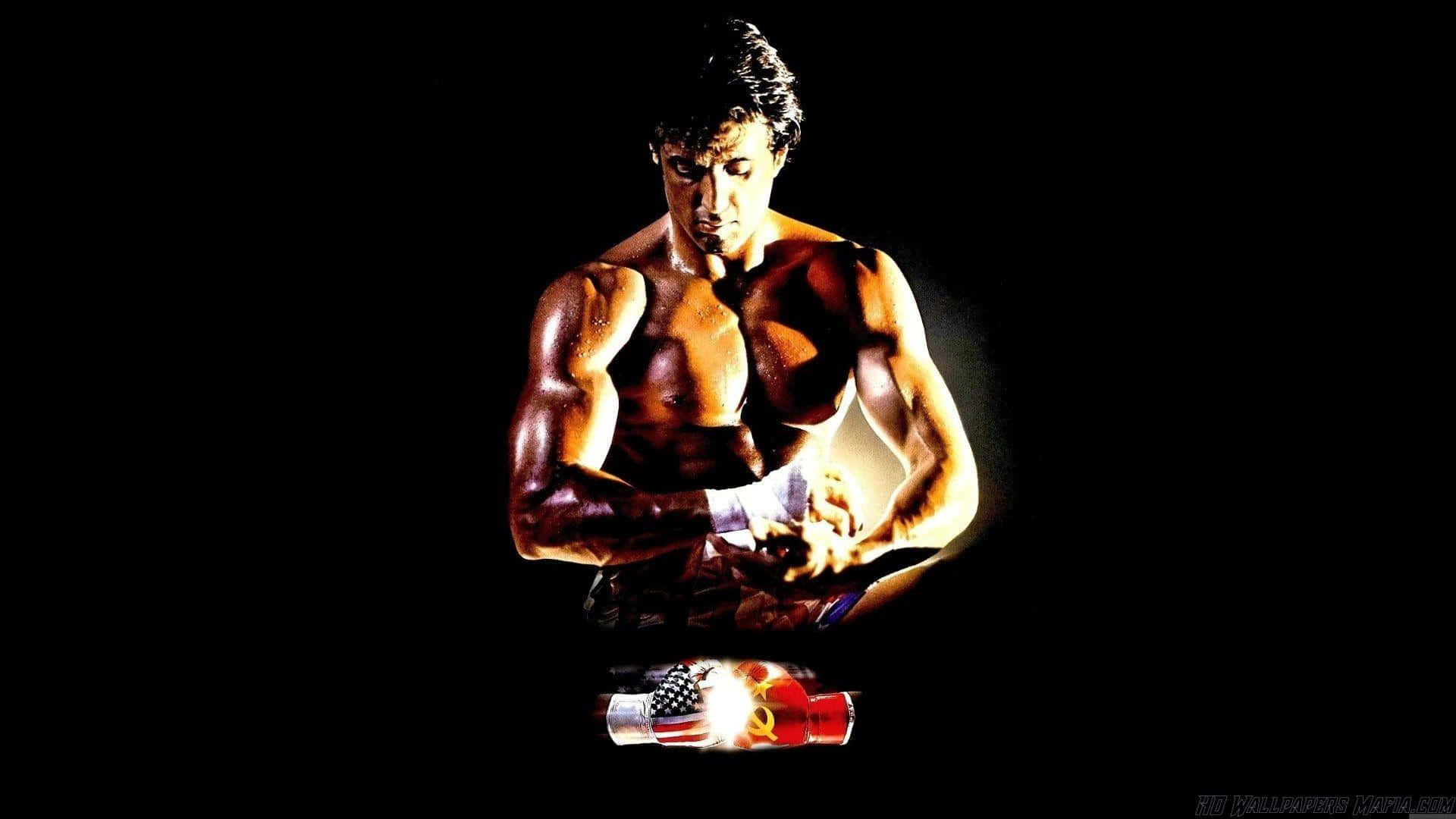 Rocky Balboa, American flag boxing glove, dark setting, Full HD Desktop Wallpaper