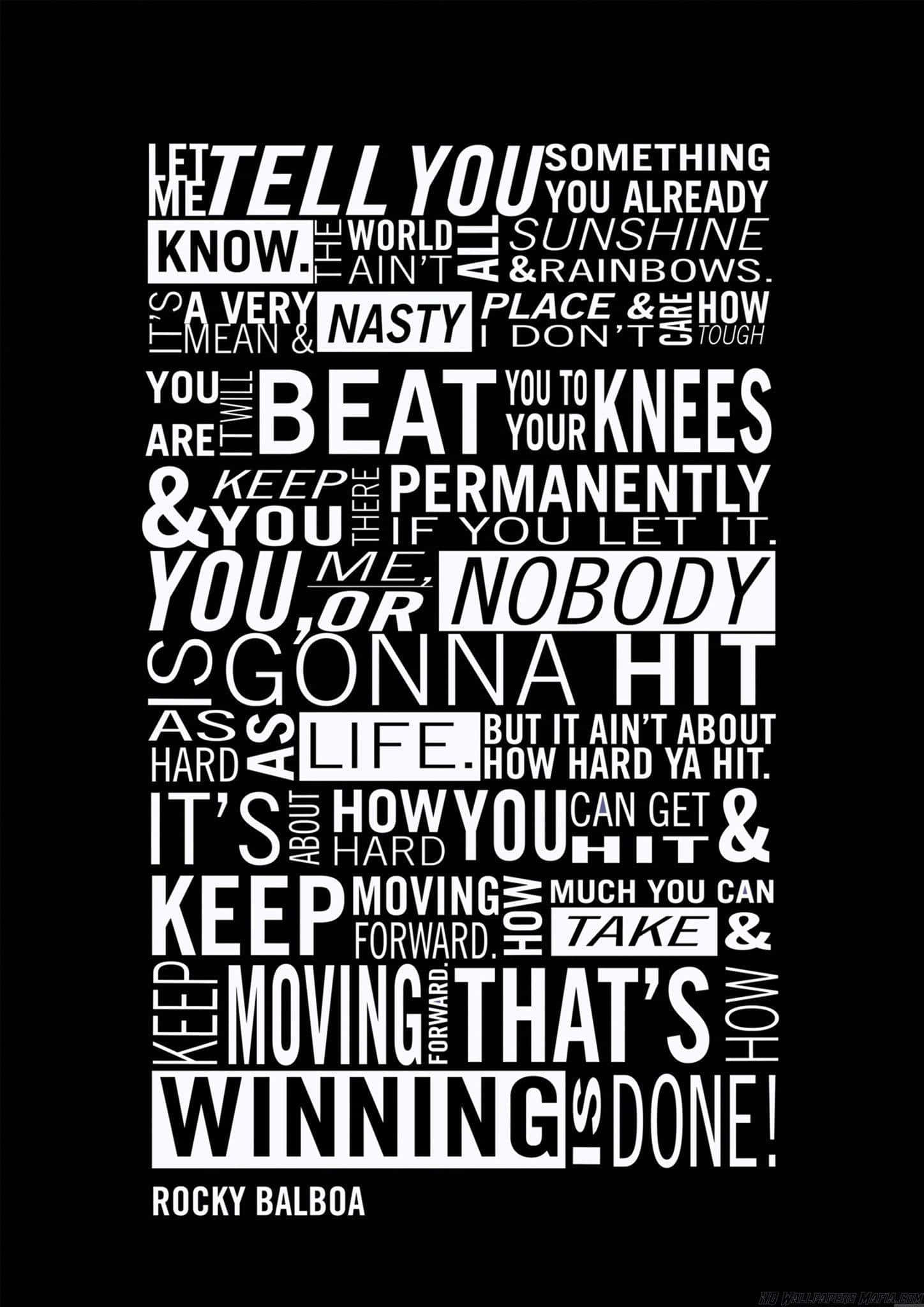 Rocky Balboa, Every champion was once a contender who refused to give up, black background, Full HD Phone Wallpaper