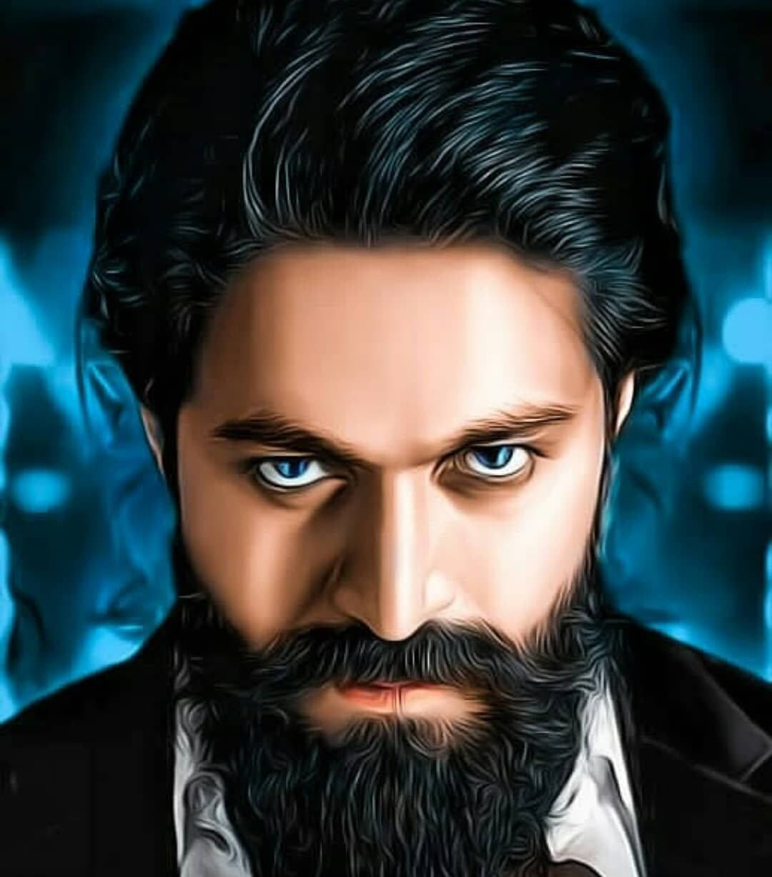 Rocky Bhai, fierce stare, intense blue eyes, SD Phone Wallpaper
