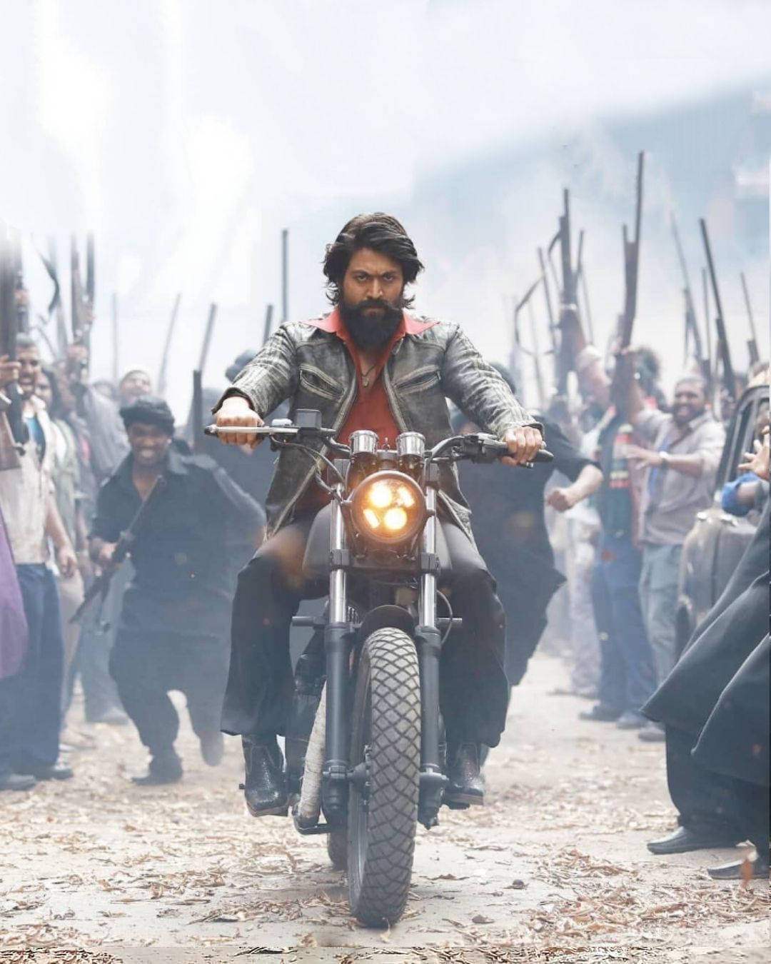 Rocky Bhai, motorcycle, bearded man, HD Phone Wallpaper