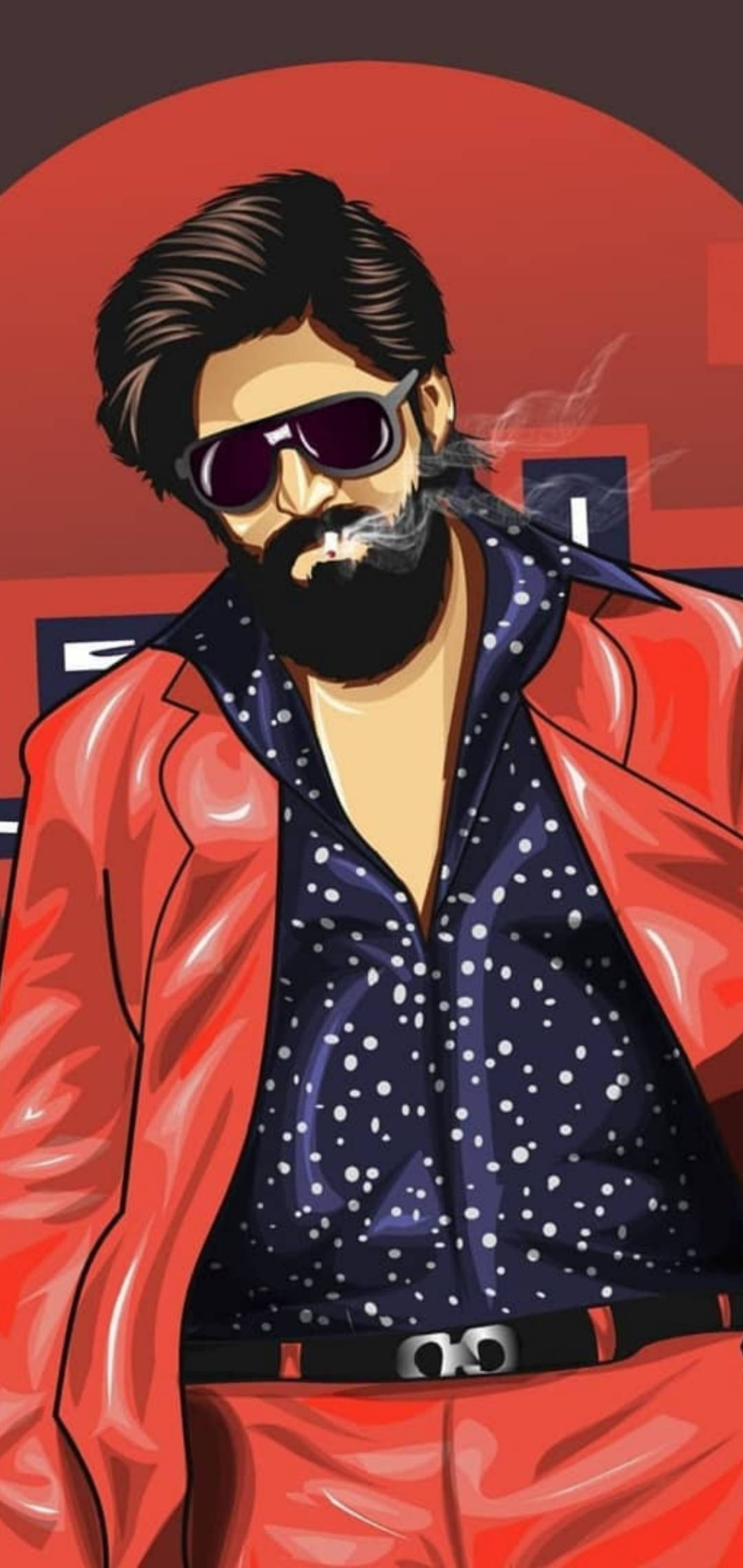 Rocky Bhai, red suit, beard, Full HD Phone Wallpaper