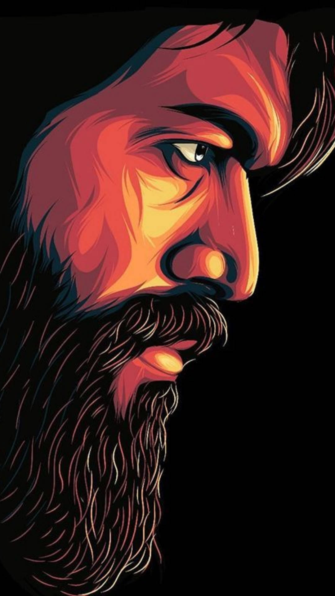 Rocky Bhai, fiery reds, oranges, Full HD Phone Wallpaper