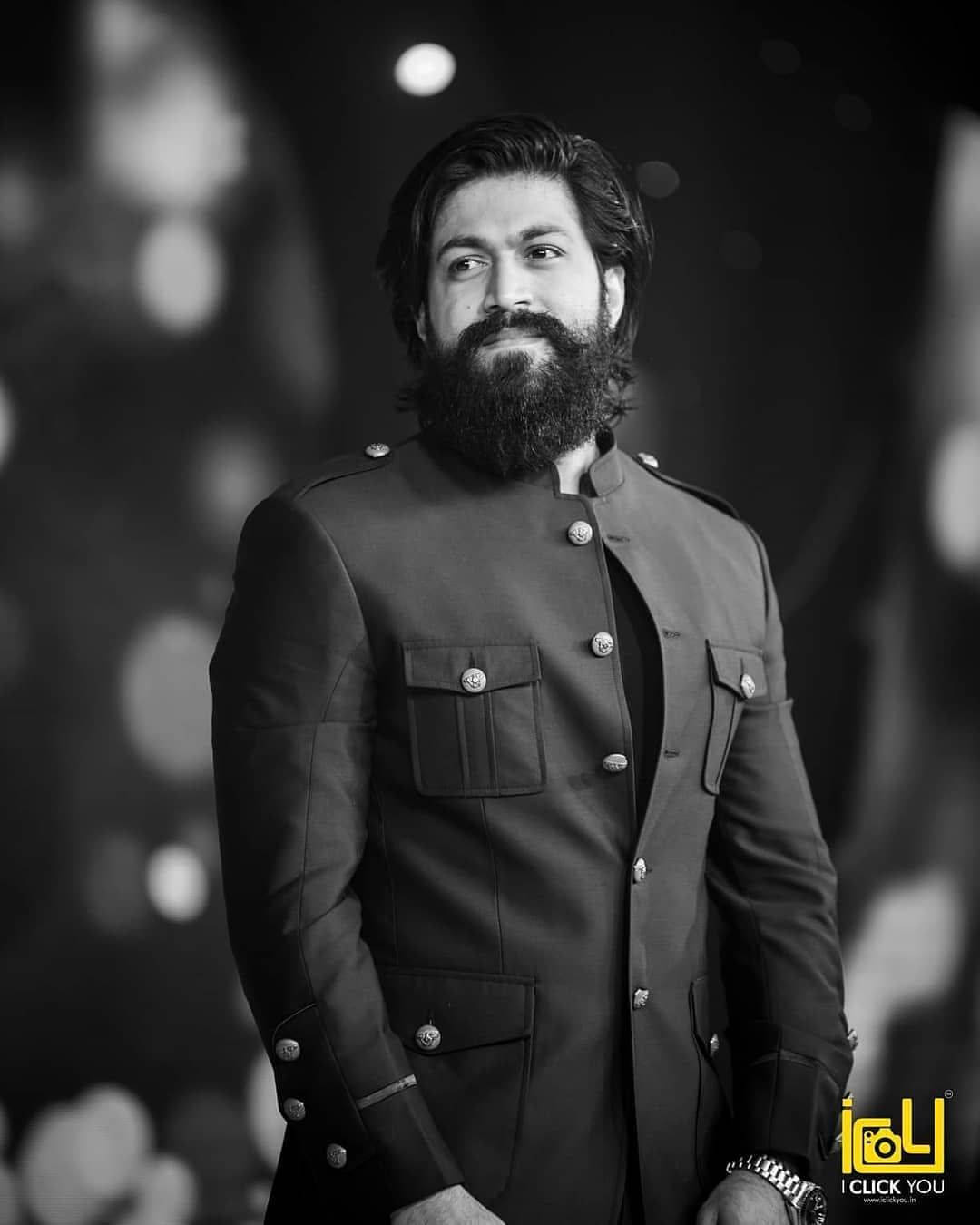 Rocky Bhai, black and white, bearded man, HD Phone Wallpaper