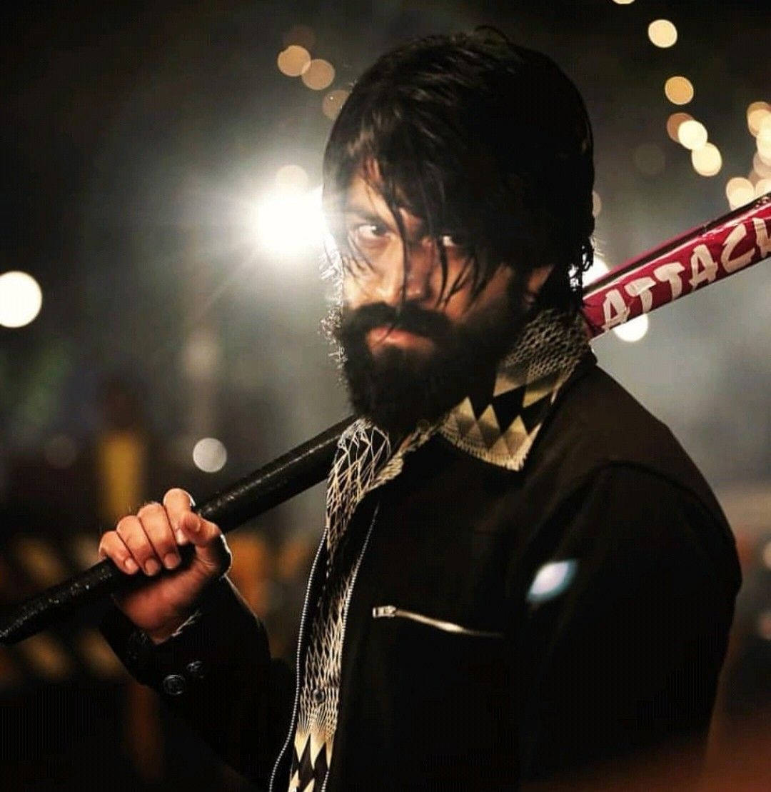 Rocky Bhai, baseball bat, bearded man, SD Phone Wallpaper