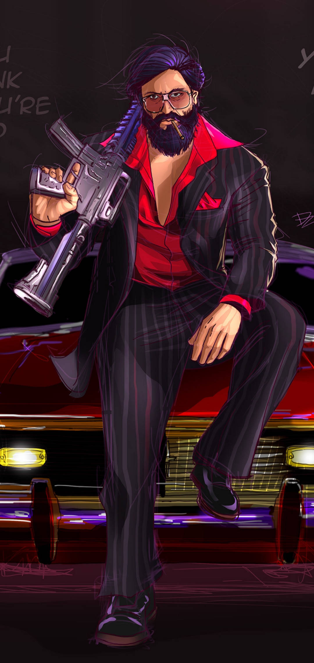 Rocky Bhai, red shirt, black suit, Full HD Phone Wallpaper
