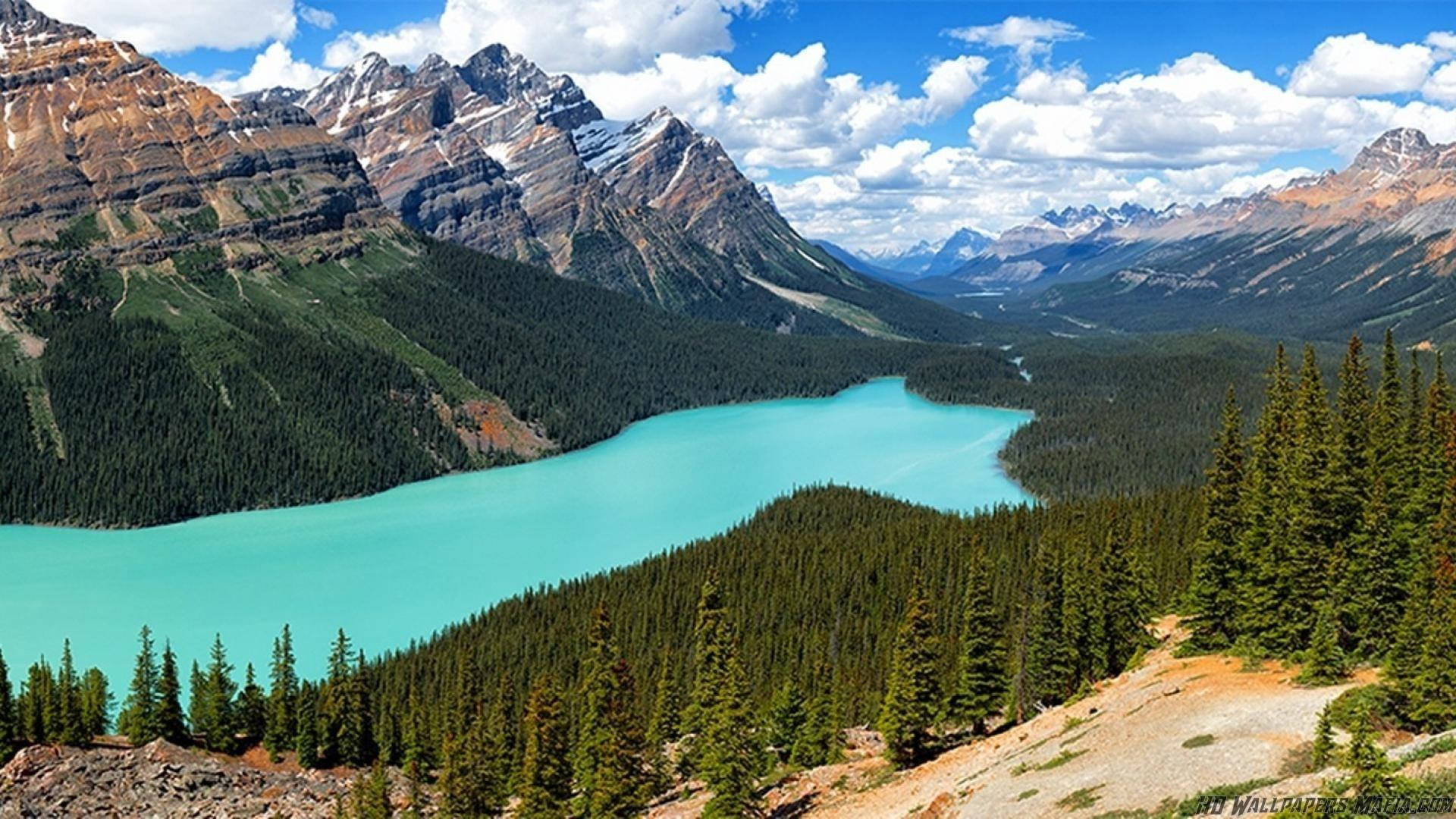 Rocky Mountain National Park, turquoise lake, snow-capped mountains, Full HD Desktop Wallpaper