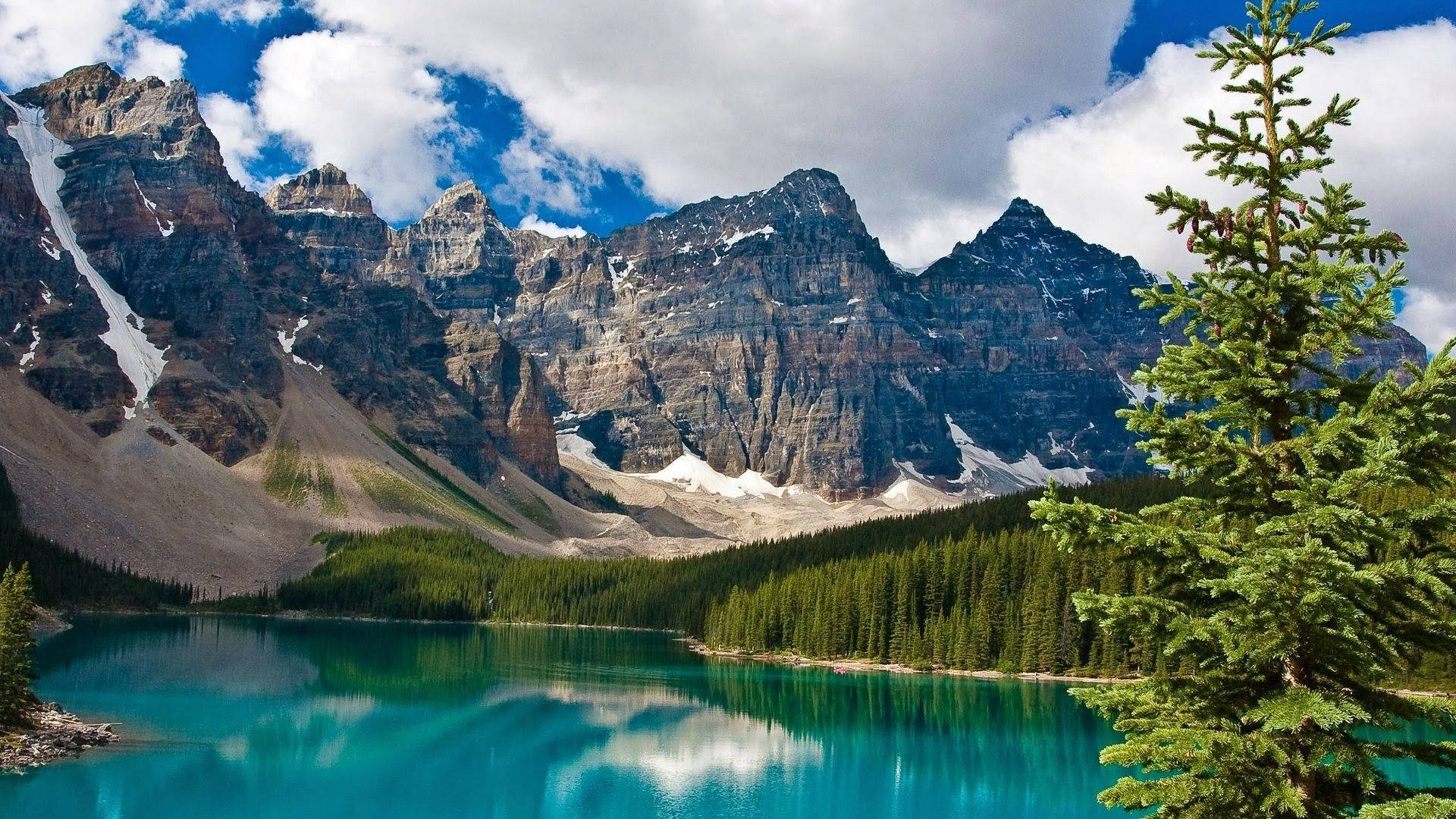 Rocky Mountain National Park, alpine lake, snow-capped peaks, Full HD Desktop Wallpaper