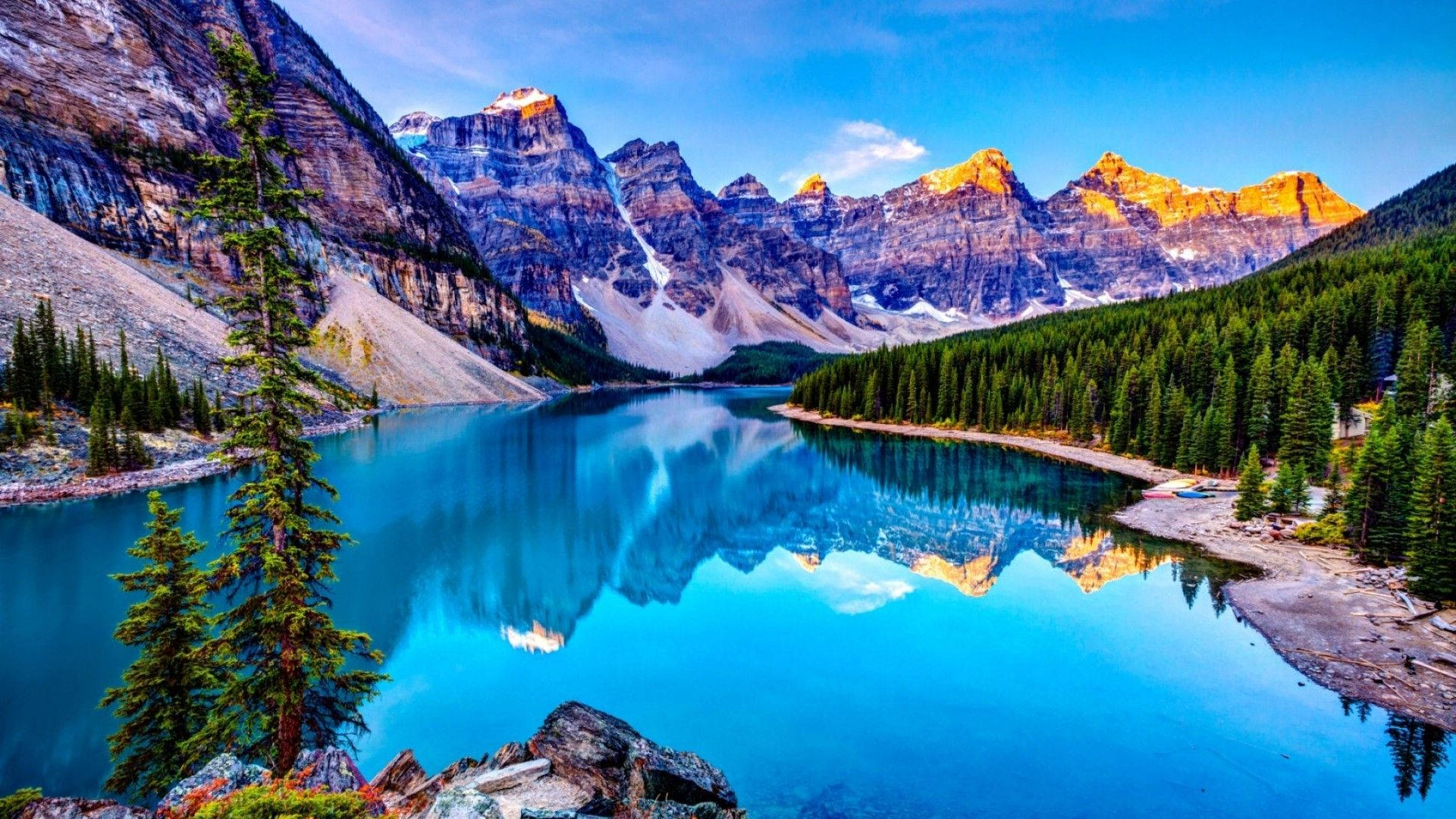 Rocky Mountain National Park, mountain lake, snow-capped peaks, Full HD Desktop Wallpaper