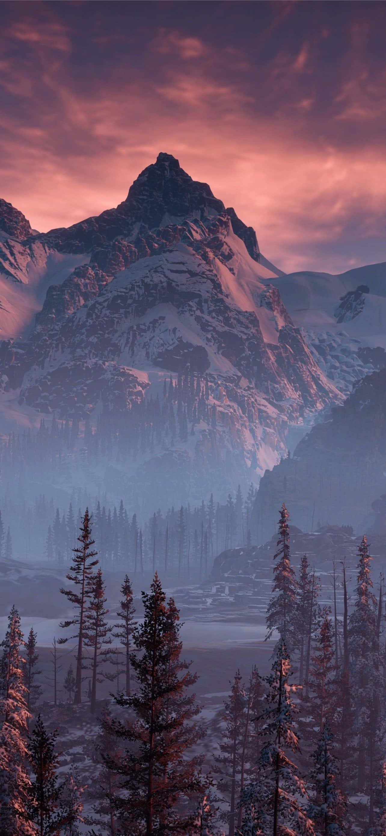 Rocky Mountains National Park, snowcapped mountain peak, pink and purple twilight light, 2K Phone Wallpaper