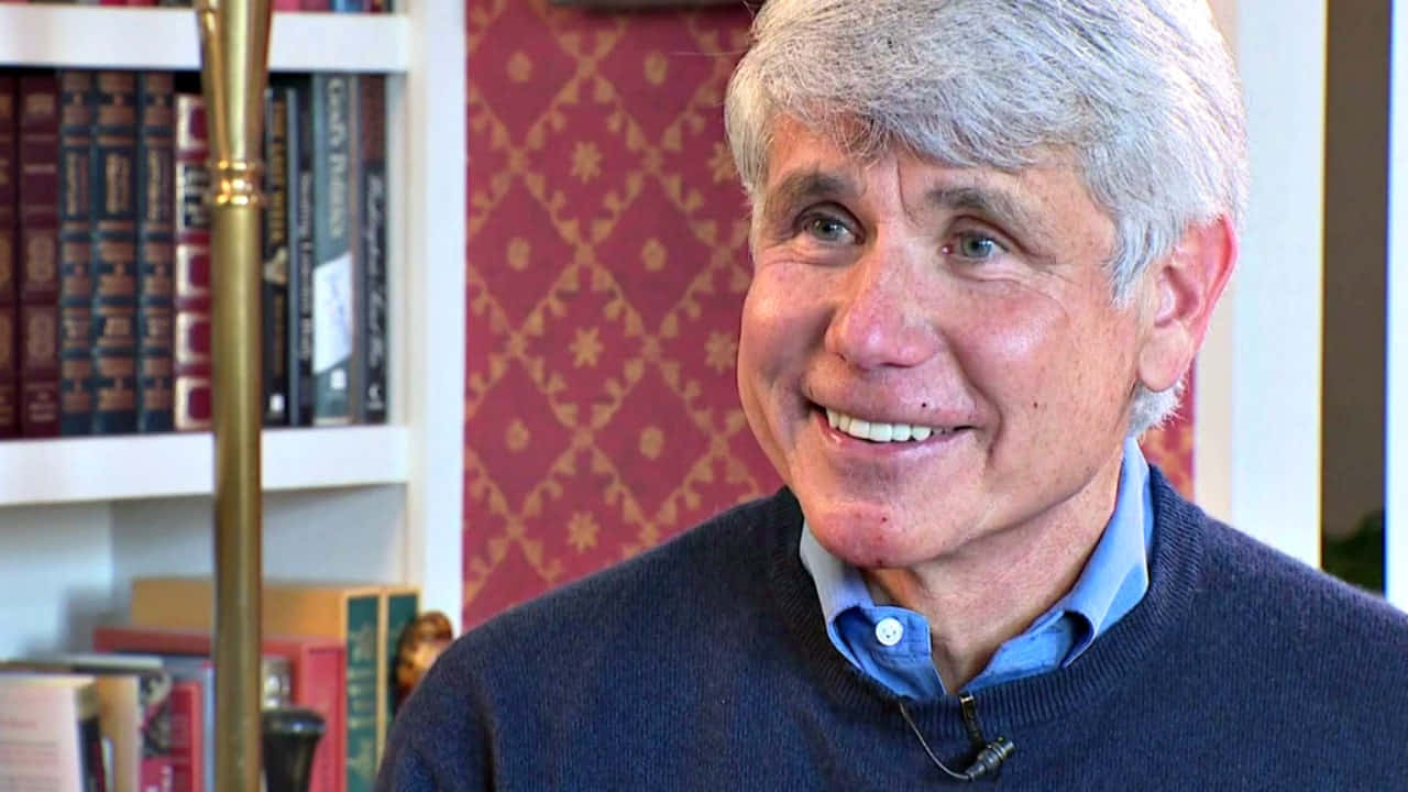 Rod Blagojevich, home library, red patterned wallpaper, HD Desktop Wallpaper