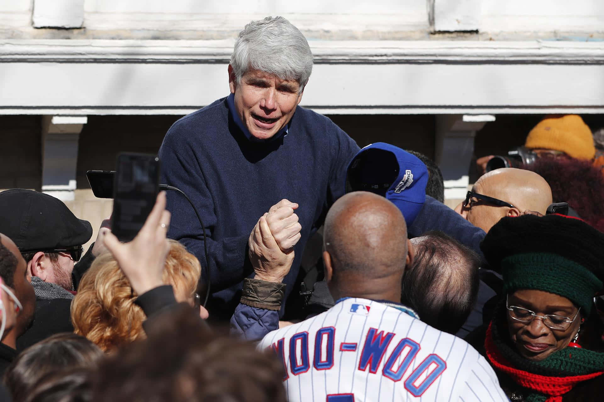 Rod Blagojevich, blue sweater, gray hair, Full HD Desktop Wallpaper