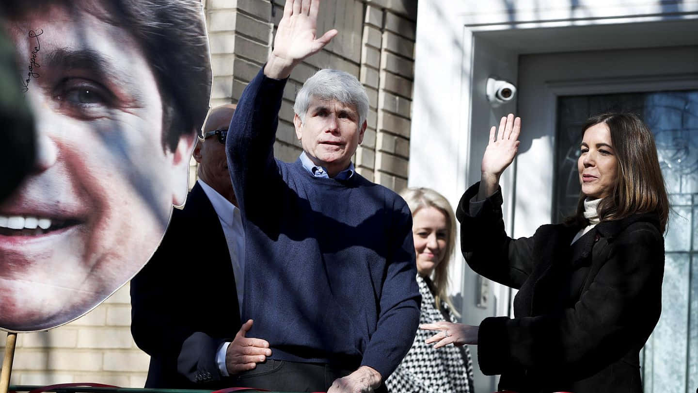 Rod Blagojevich, wife, giant cutout, HD Desktop Wallpaper