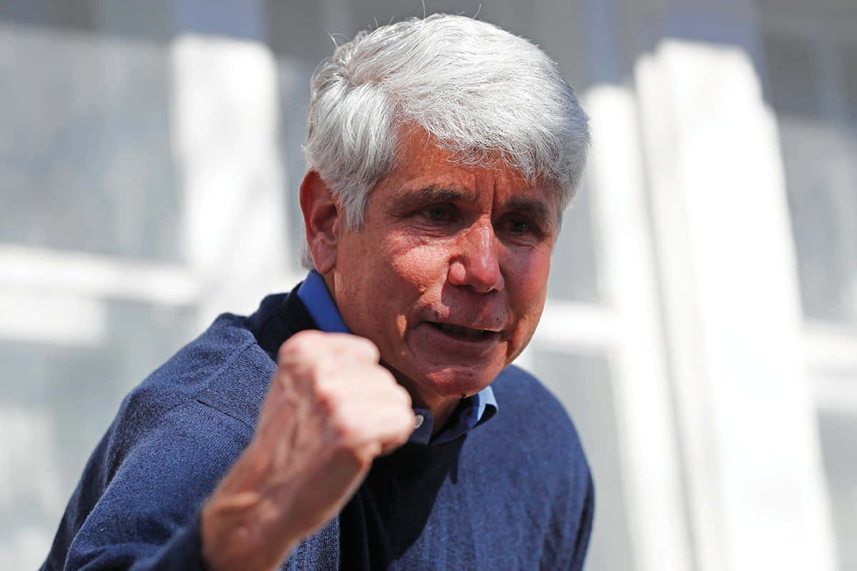 Rod Blagojevich, white hair, raised right fist, SD Desktop Wallpaper