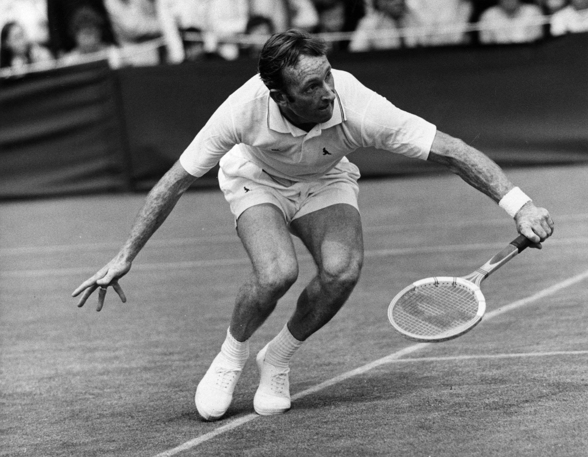 Rod Laver, ball receiving pose, hard court, Full HD Desktop Wallpaper