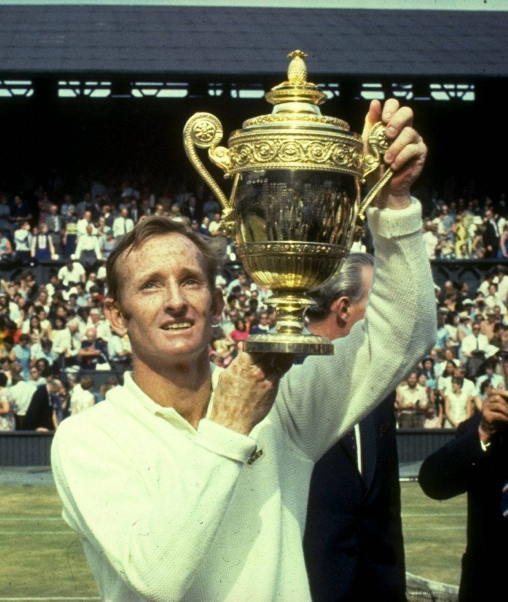 Rod Laver, 1968 Wimbledon Trophy, white sweater, SD Phone Wallpaper