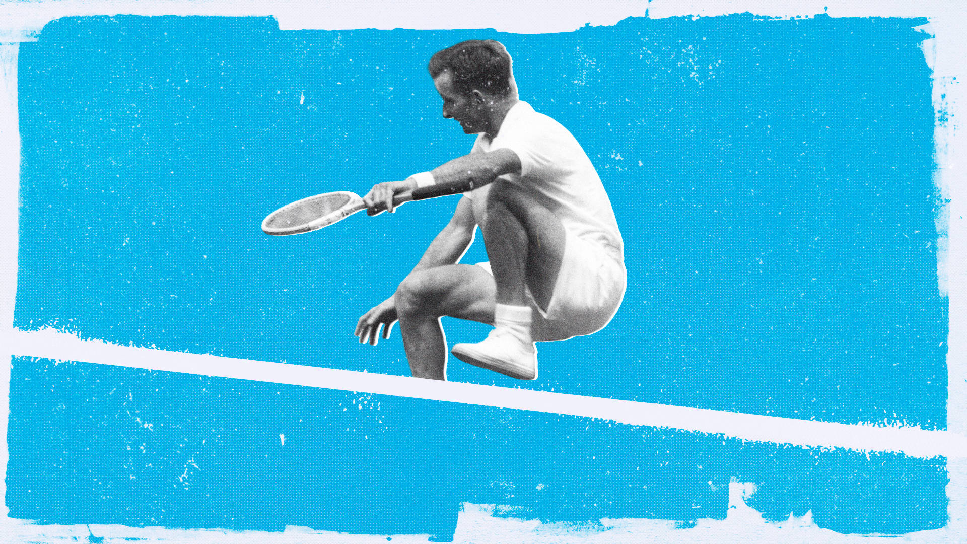 Rod Laver, tennis player, blue background, Full HD Desktop Wallpaper