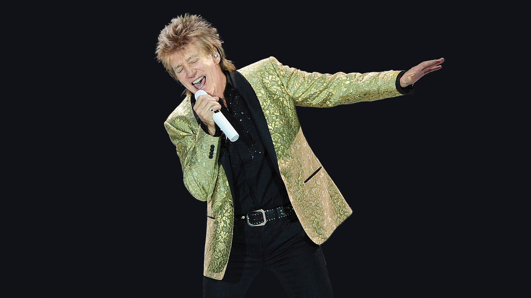 Rod Stewart, gold patterned jacket, black background, Full HD Desktop Wallpaper